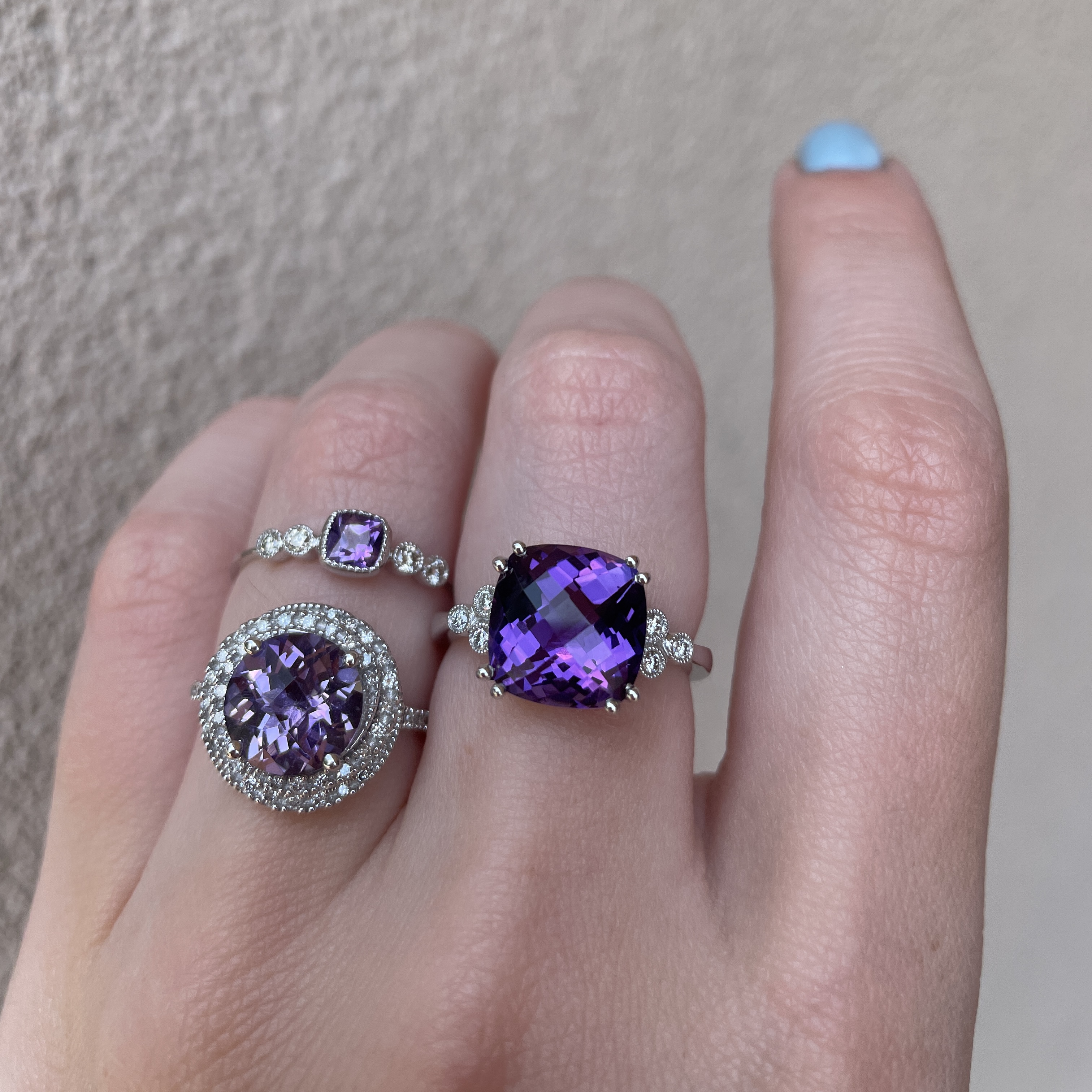 White Gold Amethyst Stackable Ring
