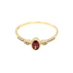 Yellow Gold Garnet Stackable Ring