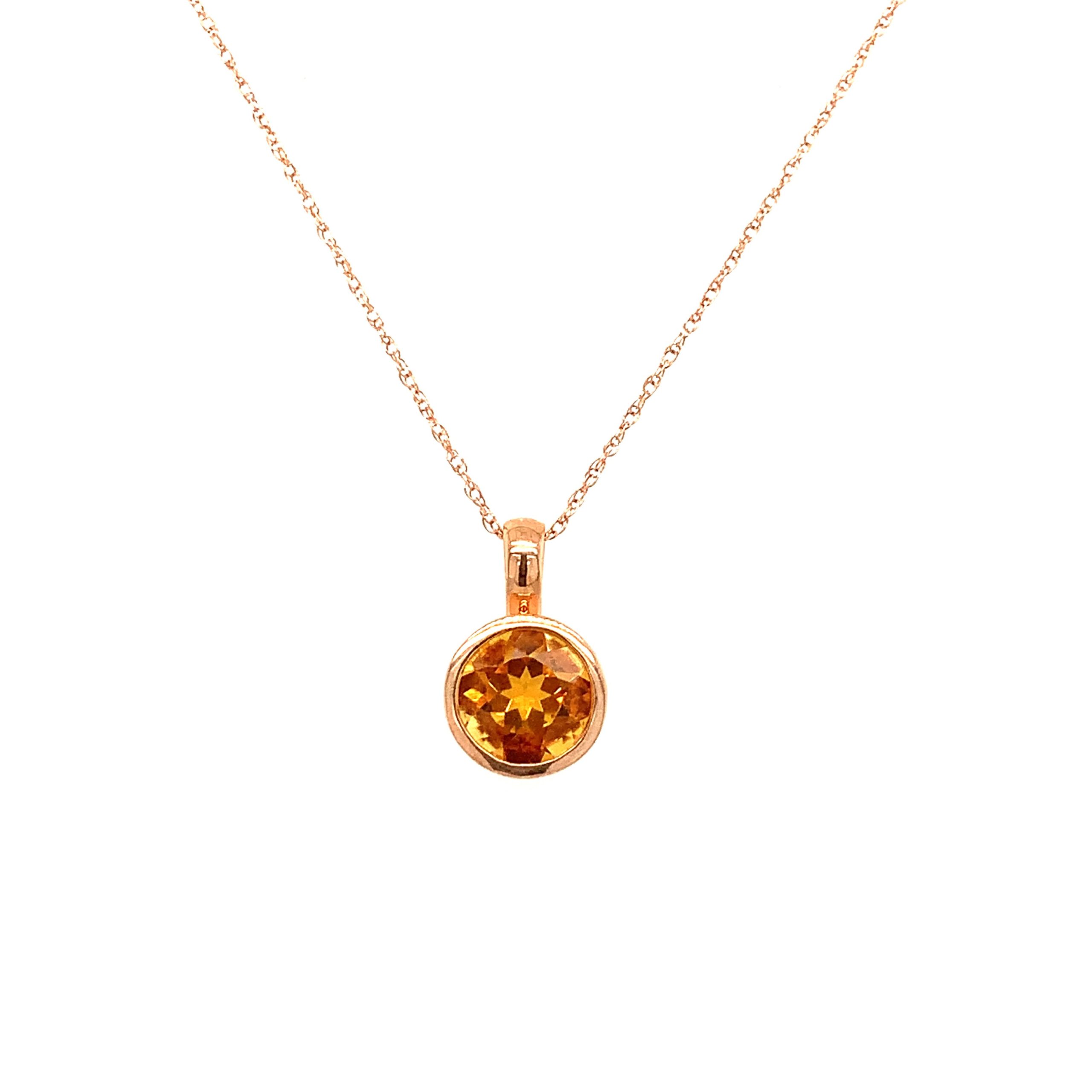 Rose Gold Citrine Pendant Necklace