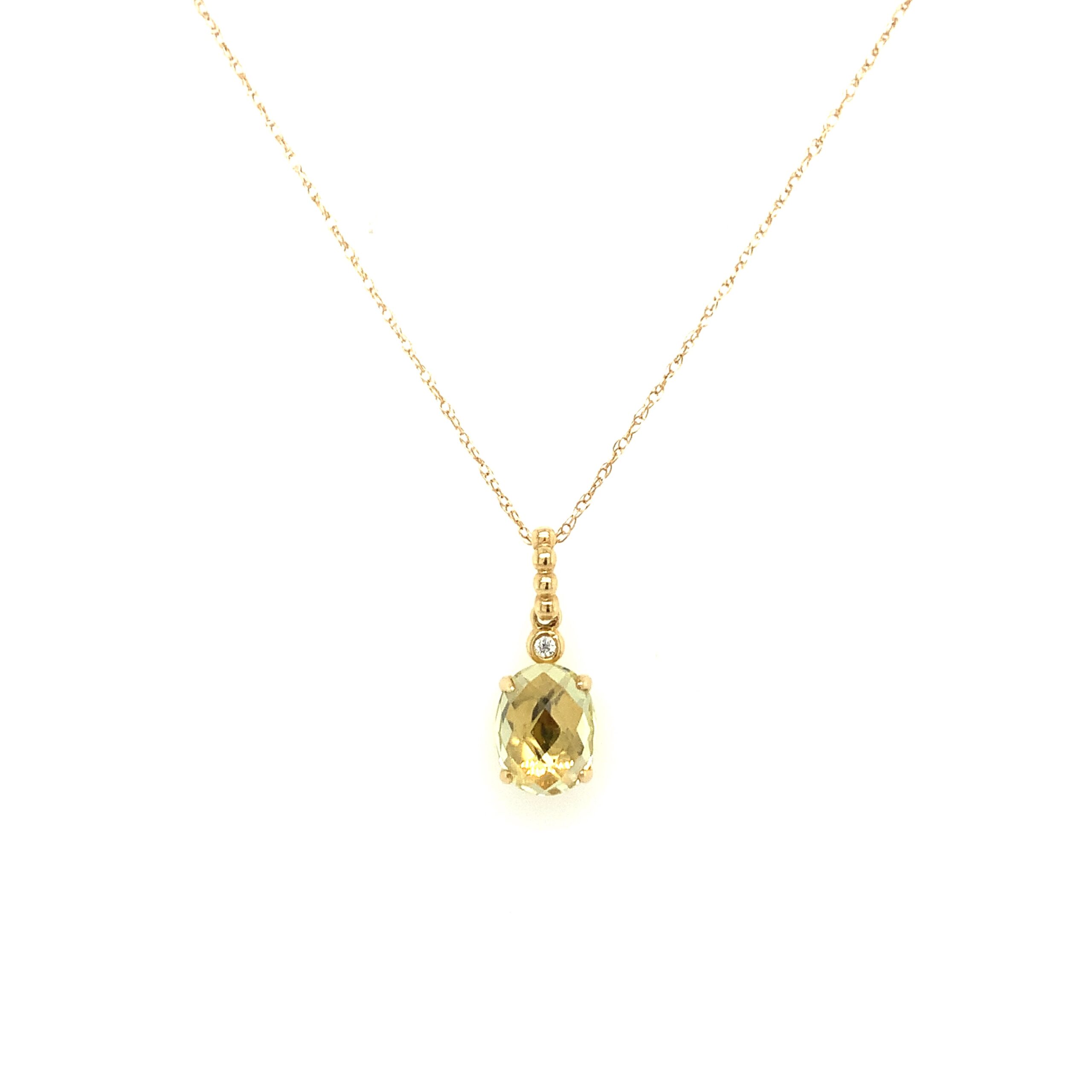 Yellow Gold Lemon Quartz Necklace
