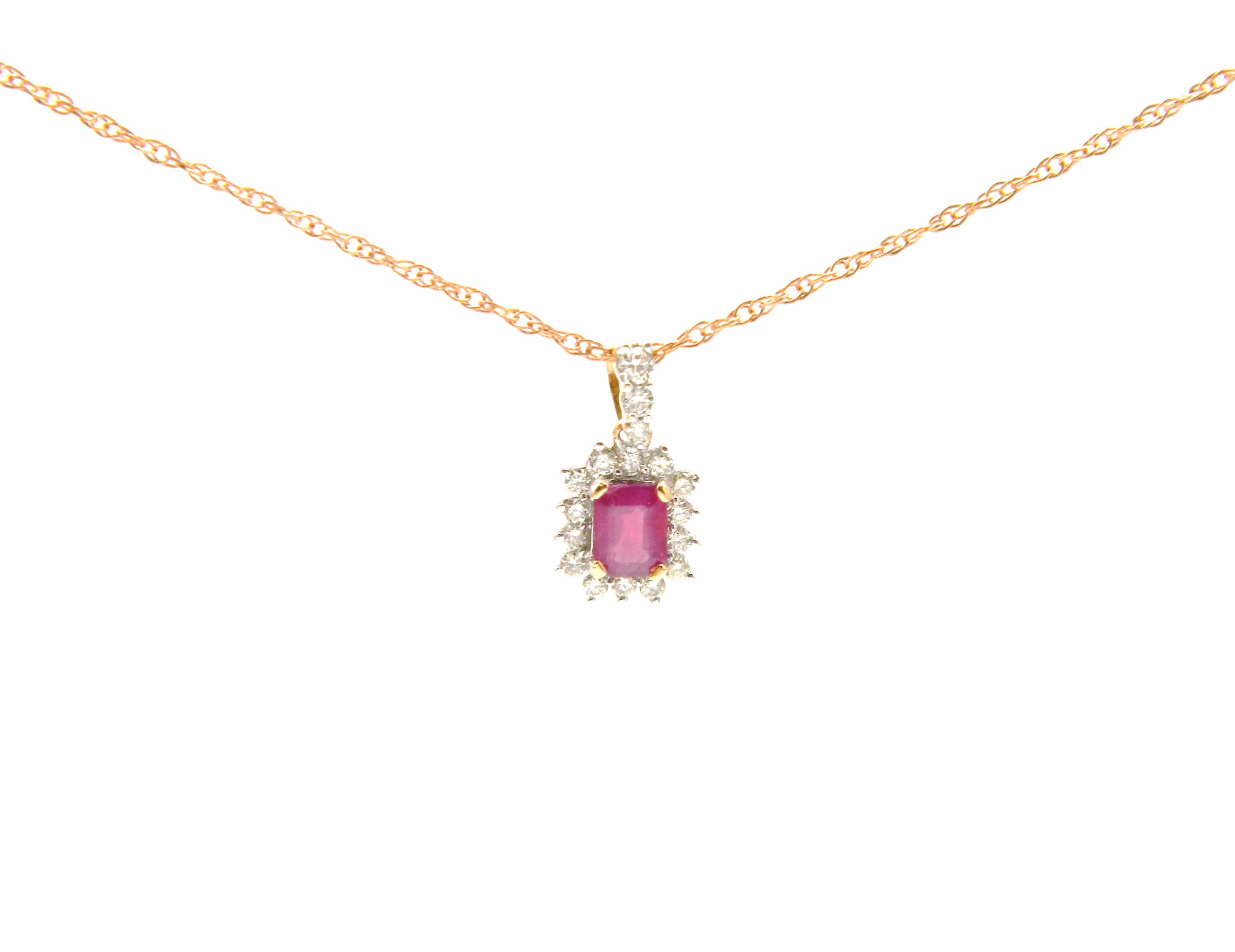 Rose Gold Ruby Pendant Necklace