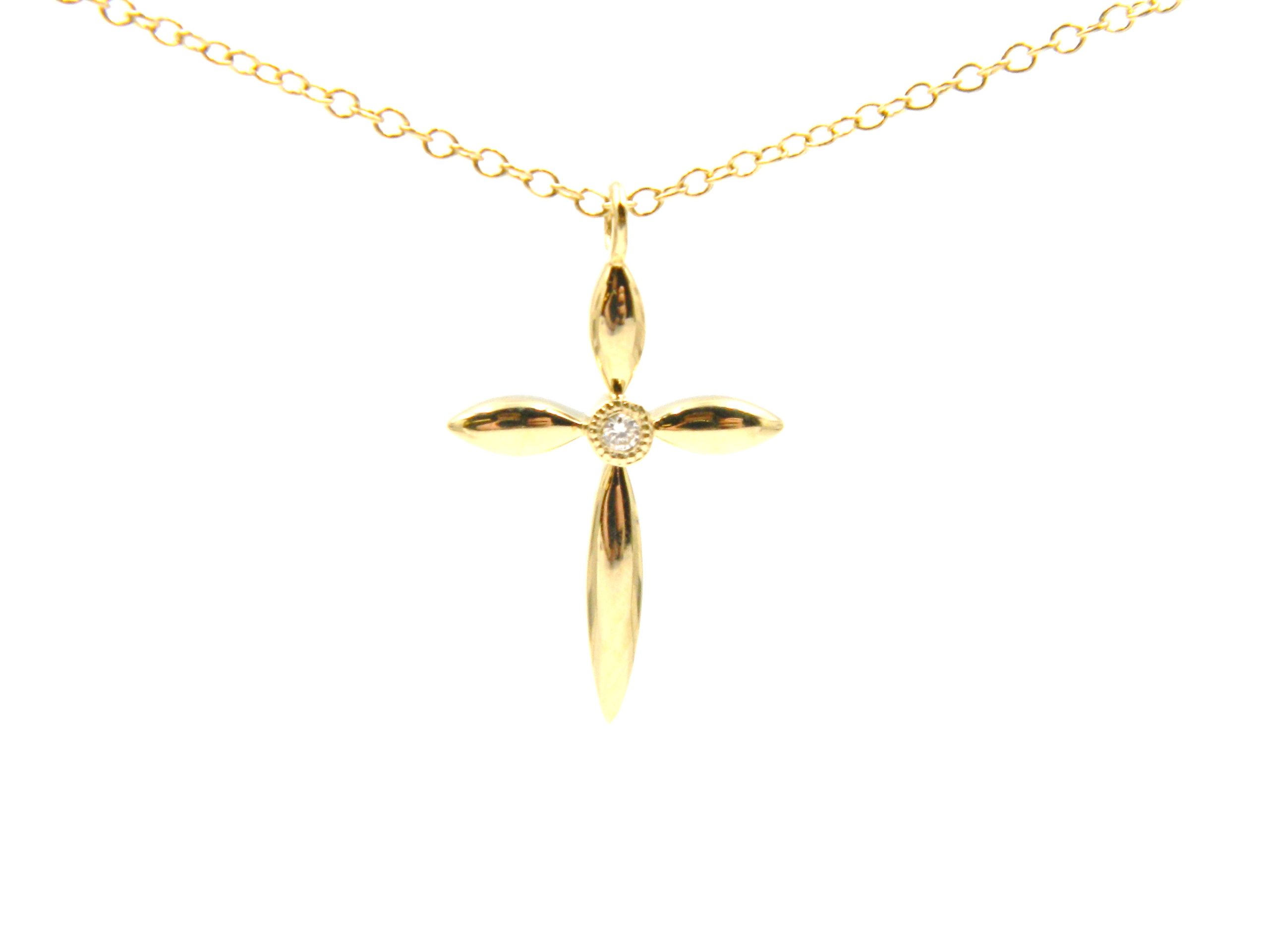 Yellow Gold Diamond Cross Pendant Necklace