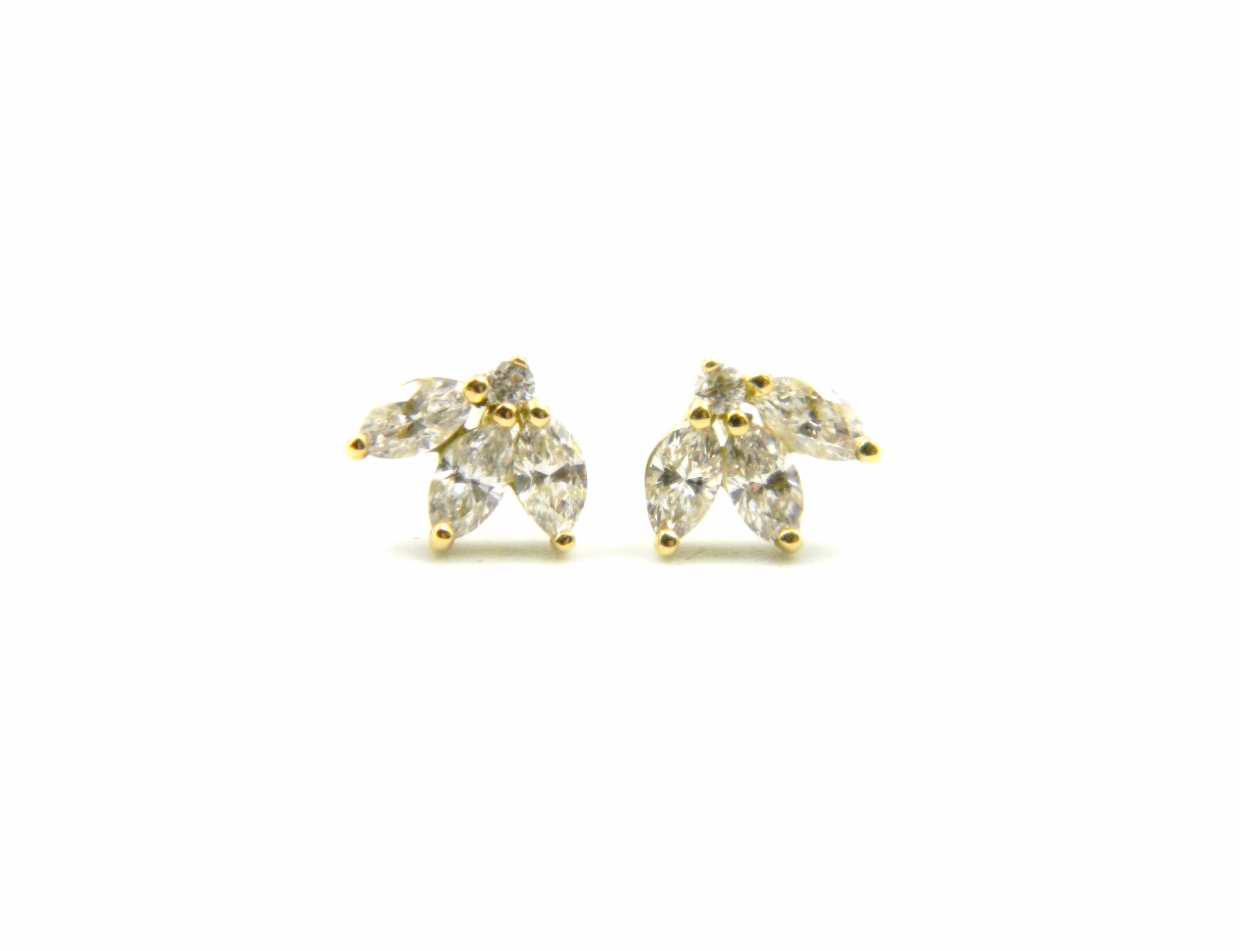 Yellow Gold Tri-Marquise Diamond Earrings