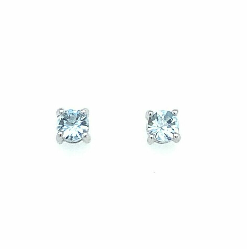 White Gold Aquamarine Studs