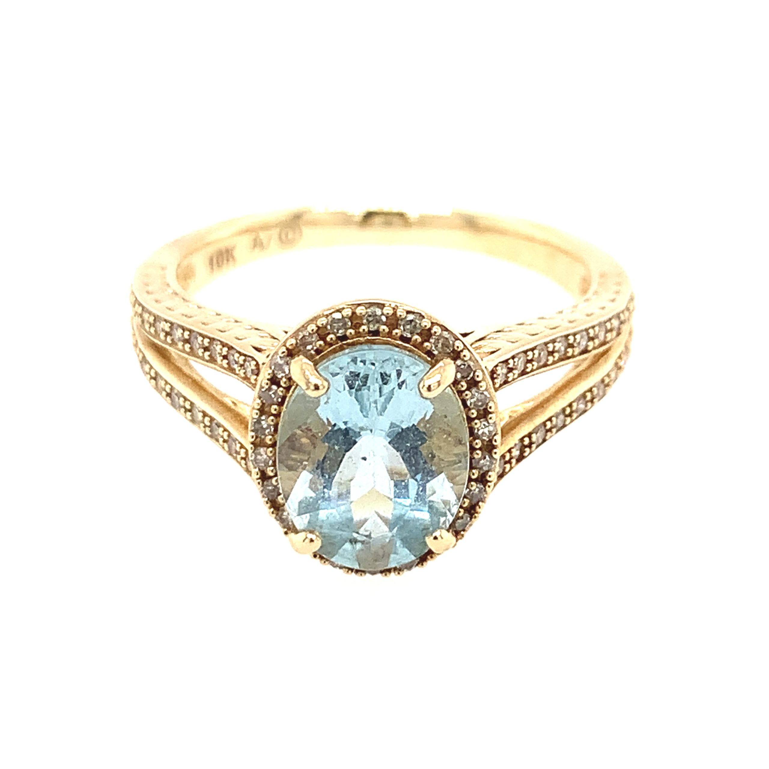 Yellow Gold Aquamarine Ring