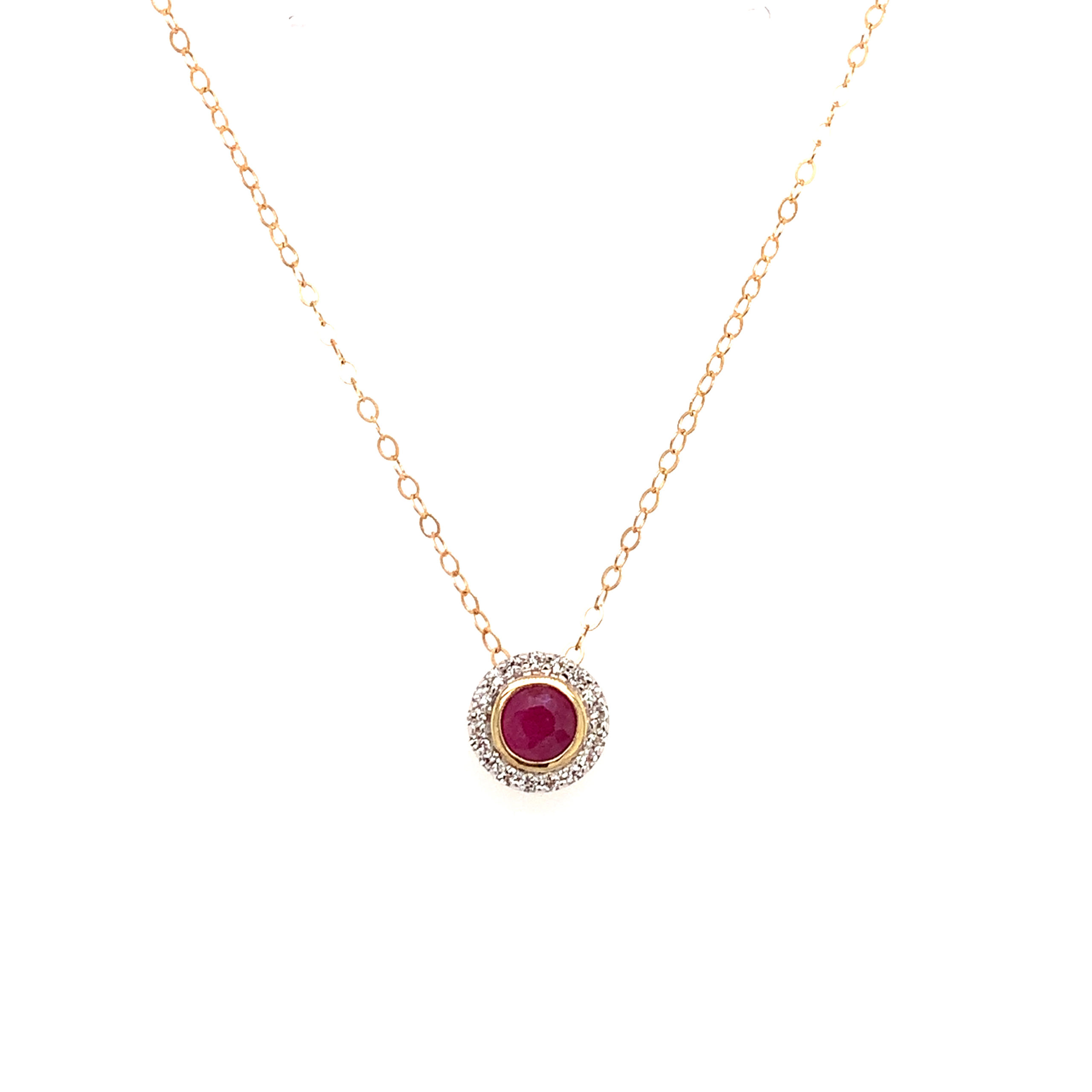 Yellow Gold Ruby Pendant Necklace