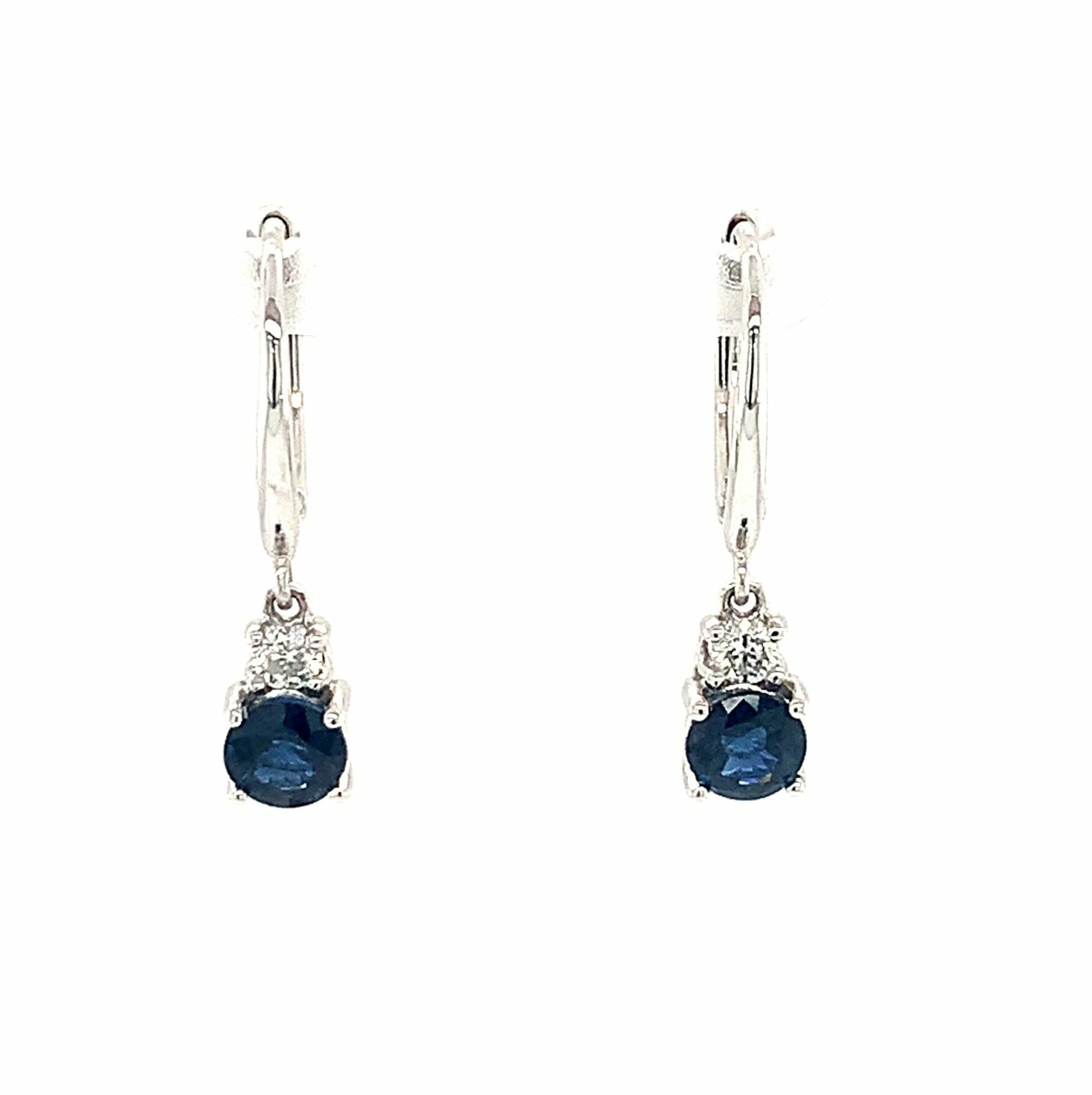 White Gold Sapphire Dangle Earrings