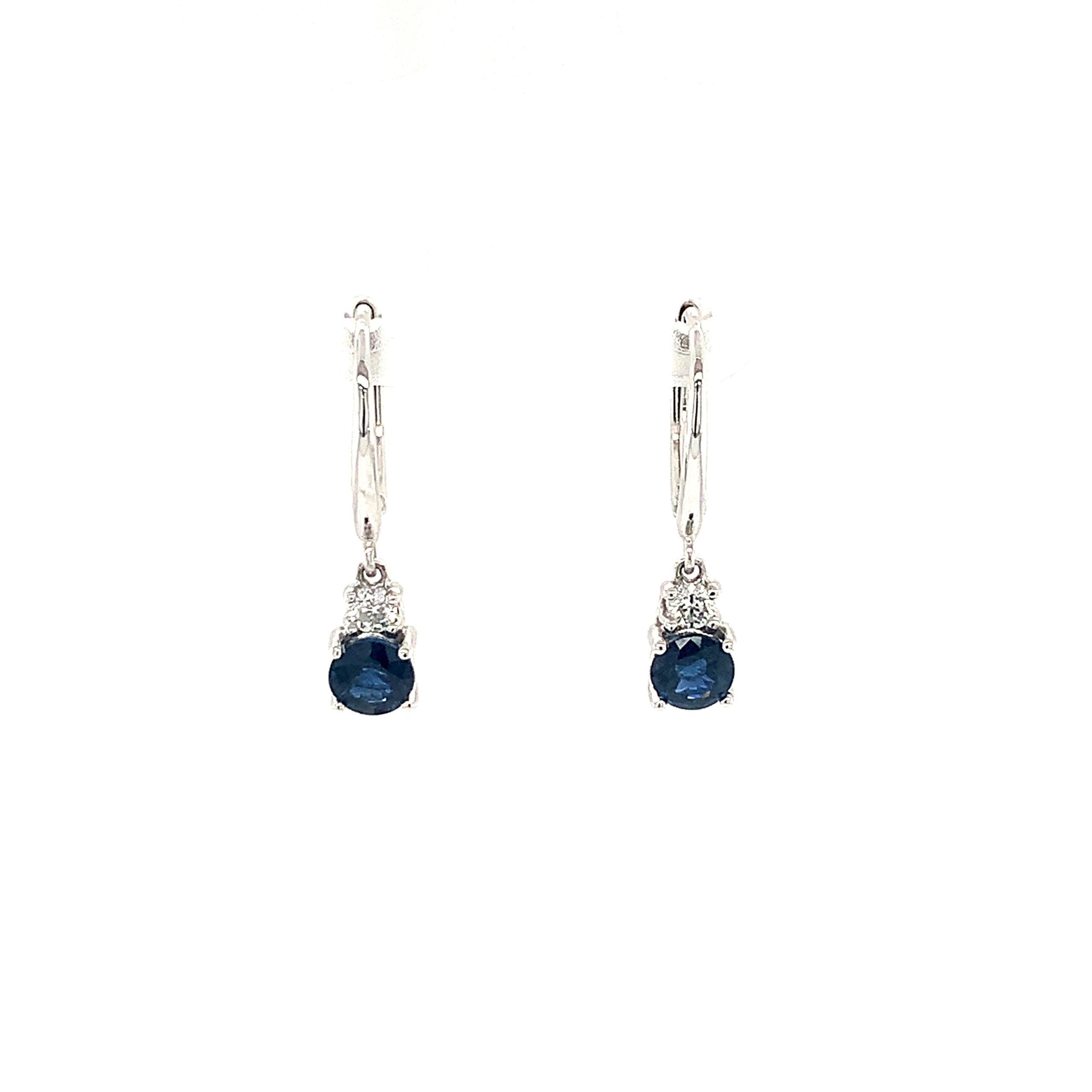 White Gold Sapphire Dangle Earrings