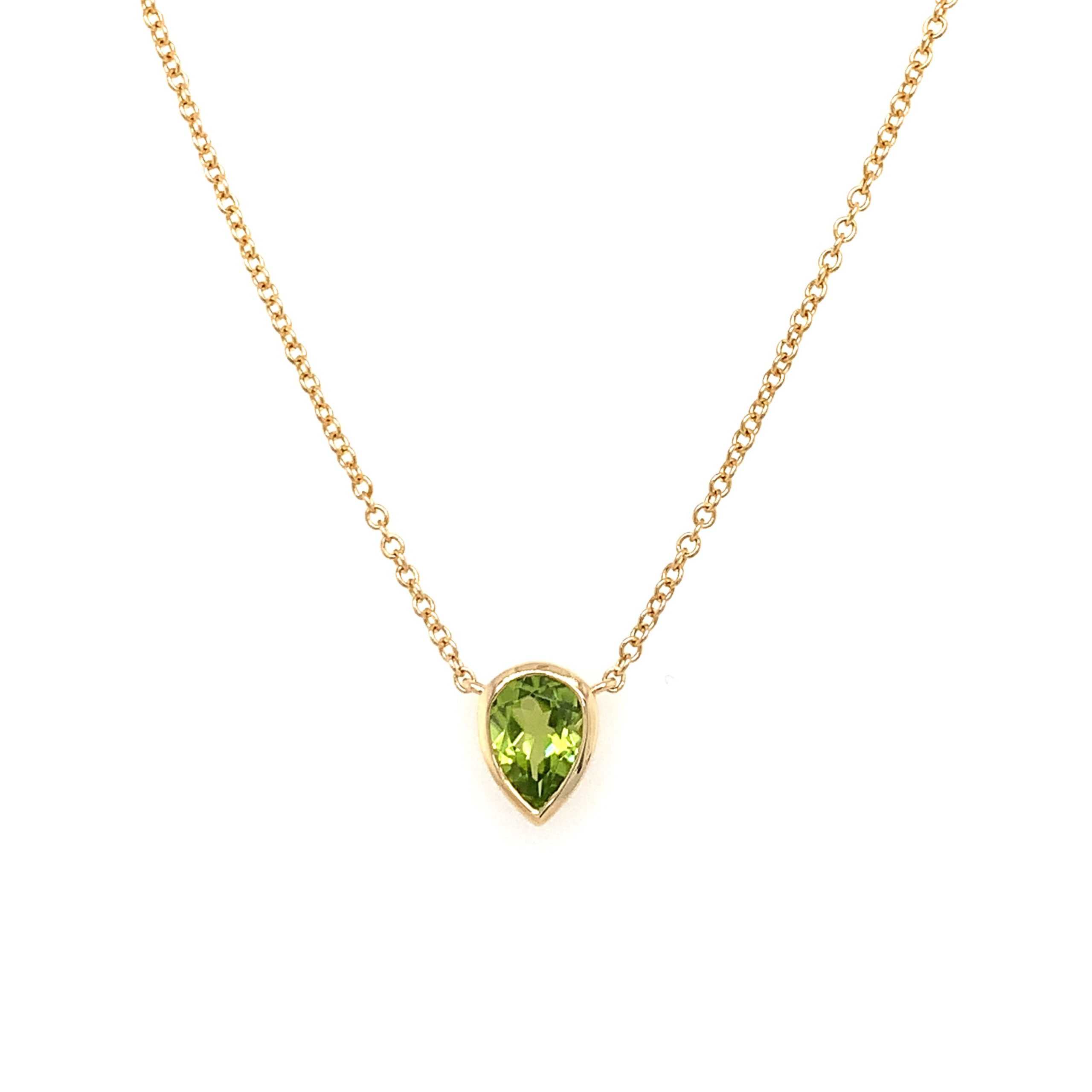 Yellow Gold Peridot Pendant Necklace