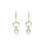 Yellow Gold Blue Topaz Dangle Earrings