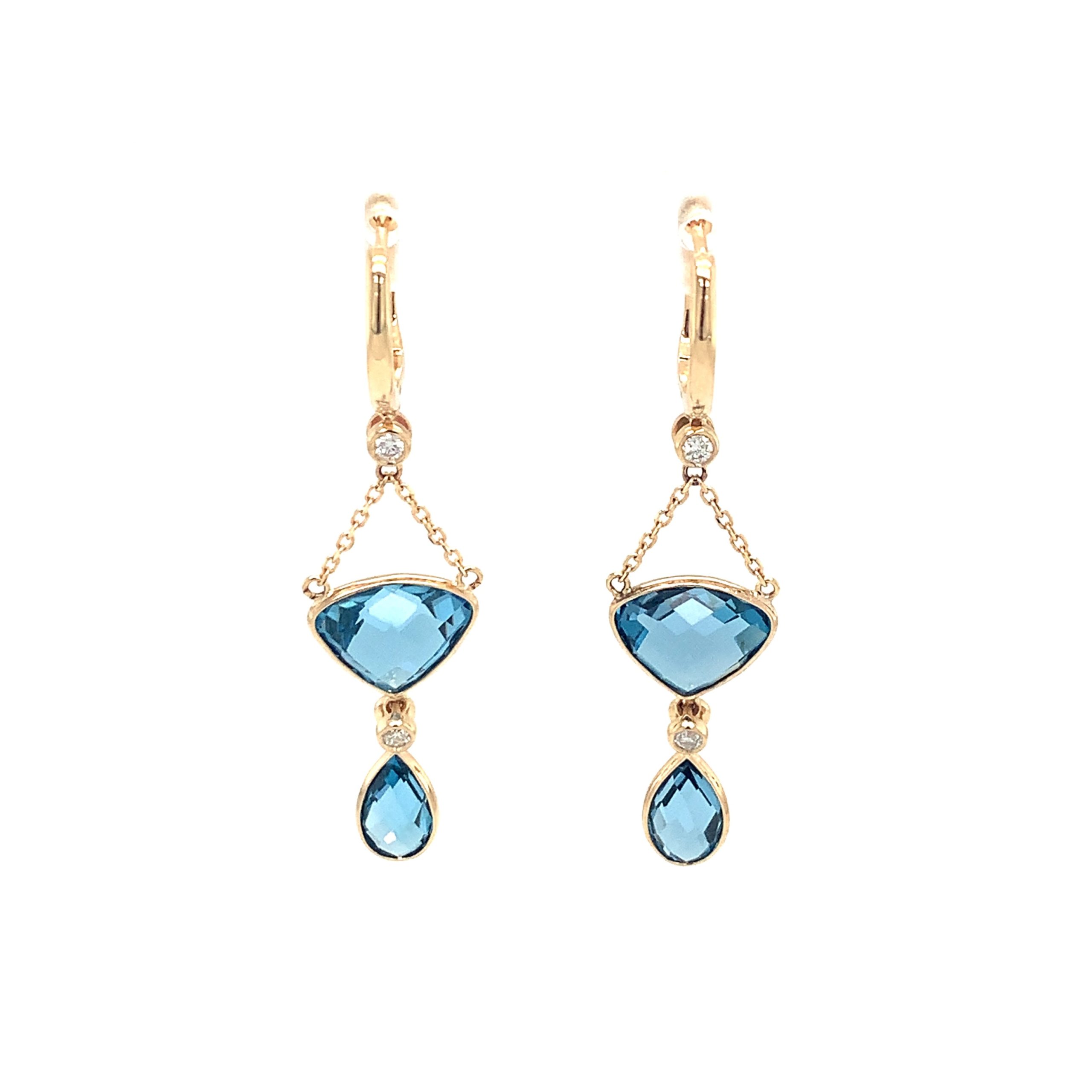 Yellow Gold Blue Topaz Dangle earrings