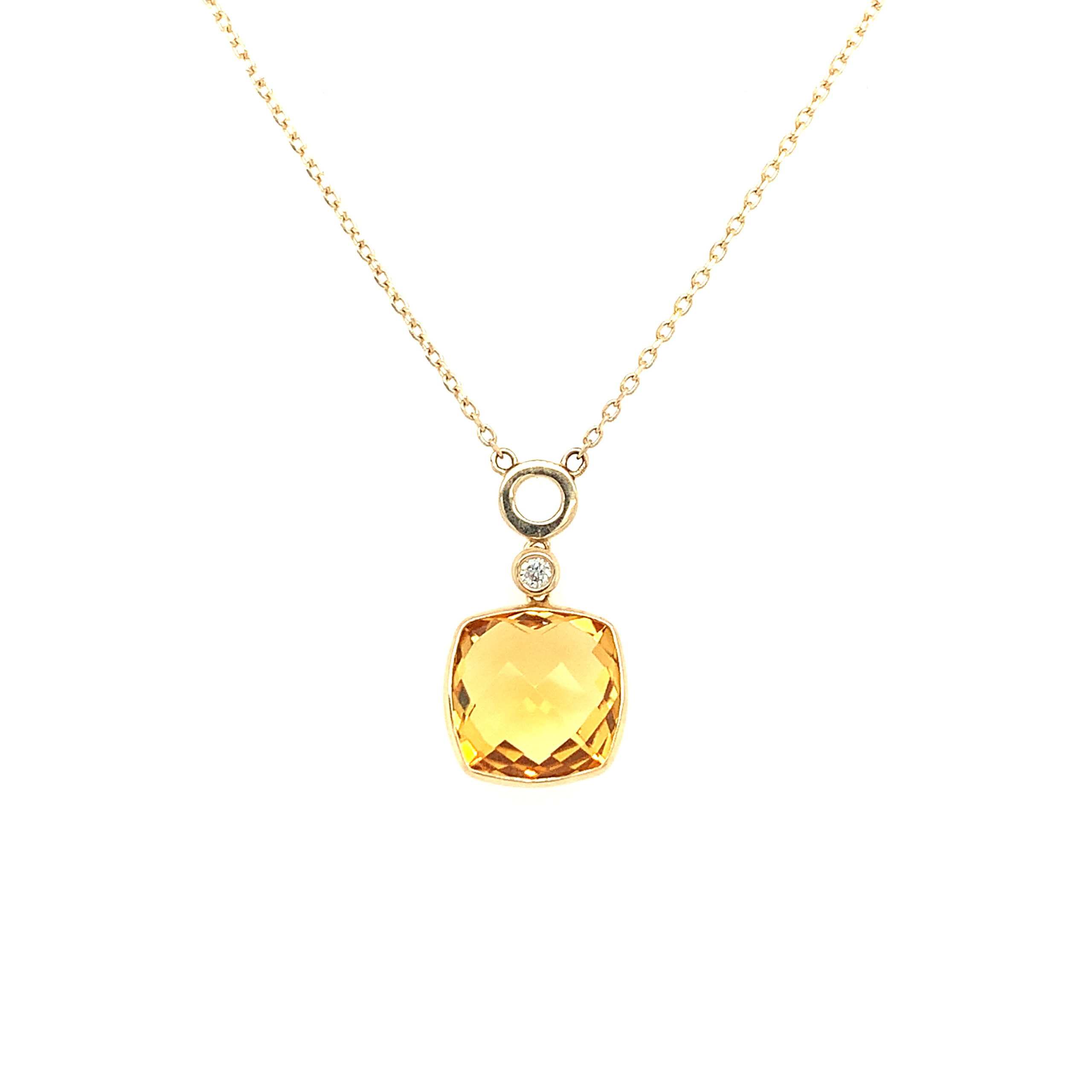 14K Gold 2 CT Citrine Floating Necklace, 8mm Round, AAA Quality Natura –  Sada Jewels