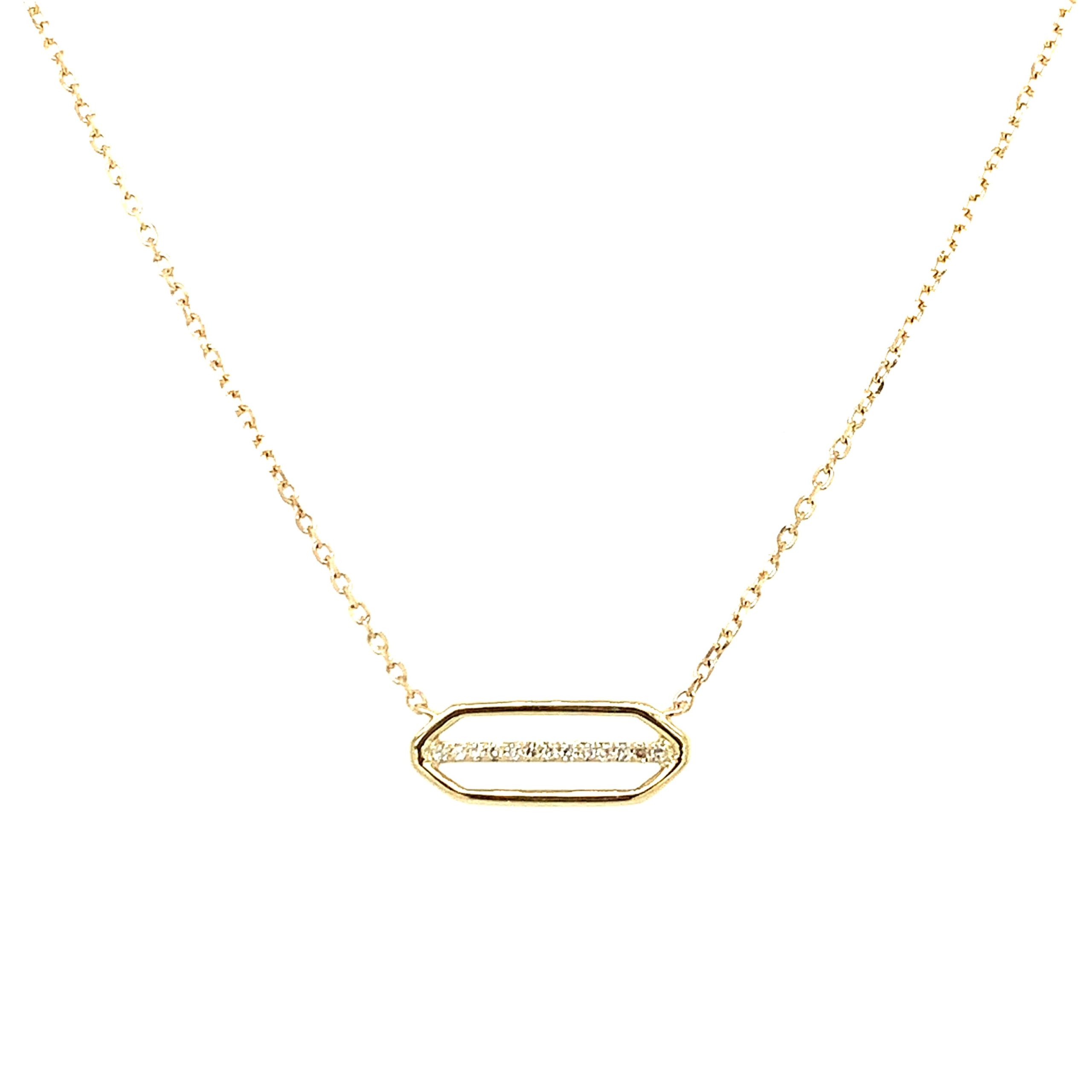 Yellow Gold Diamond Rectangle Pendant Necklace