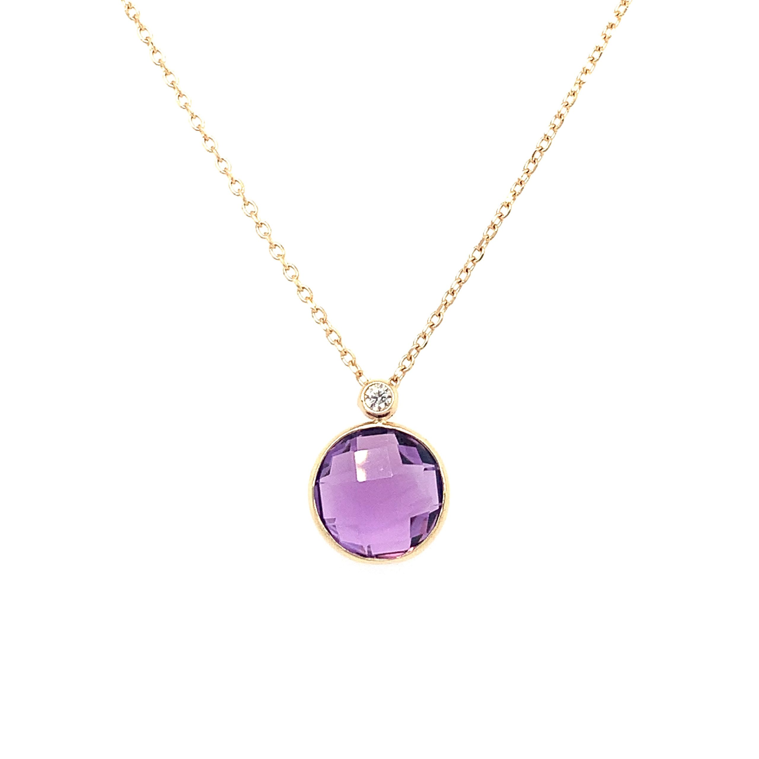Yellow Gold Amethyst Pendant Necklace
