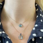 Yellow Gold Blue Topaz Pendant Necklace