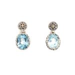 Sterling Silver & Yellow Gold Blue Topaz Earrings