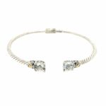 Sterling Silver & Yellow Gold White Topaz Bangle