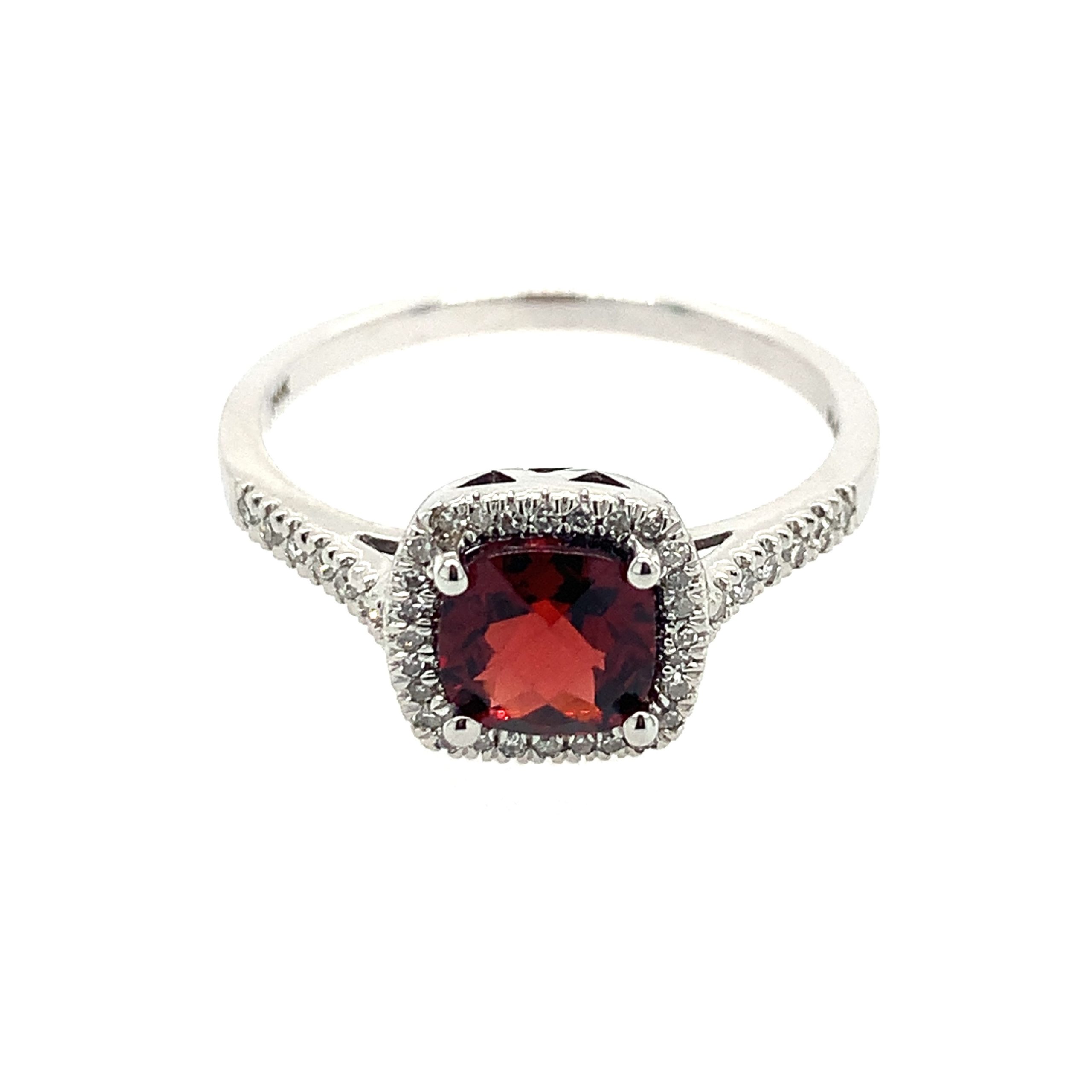 White Gold Garnet Ring