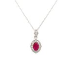 White Gold Ruby Pendant Necklace