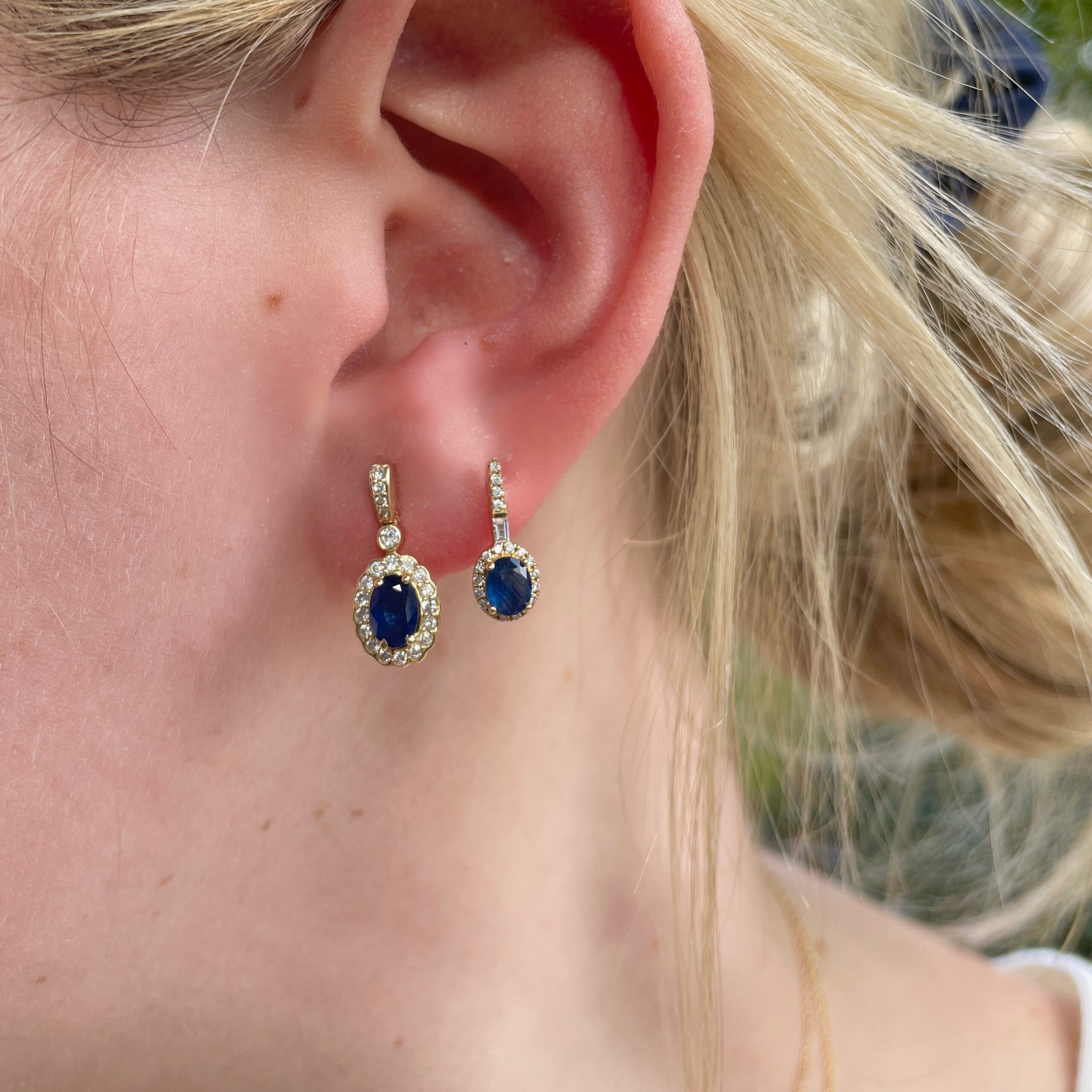 Yellow Gold Sapphire Dangle Earrings