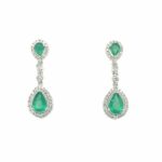 White Gold Emerald Dangle Earrings