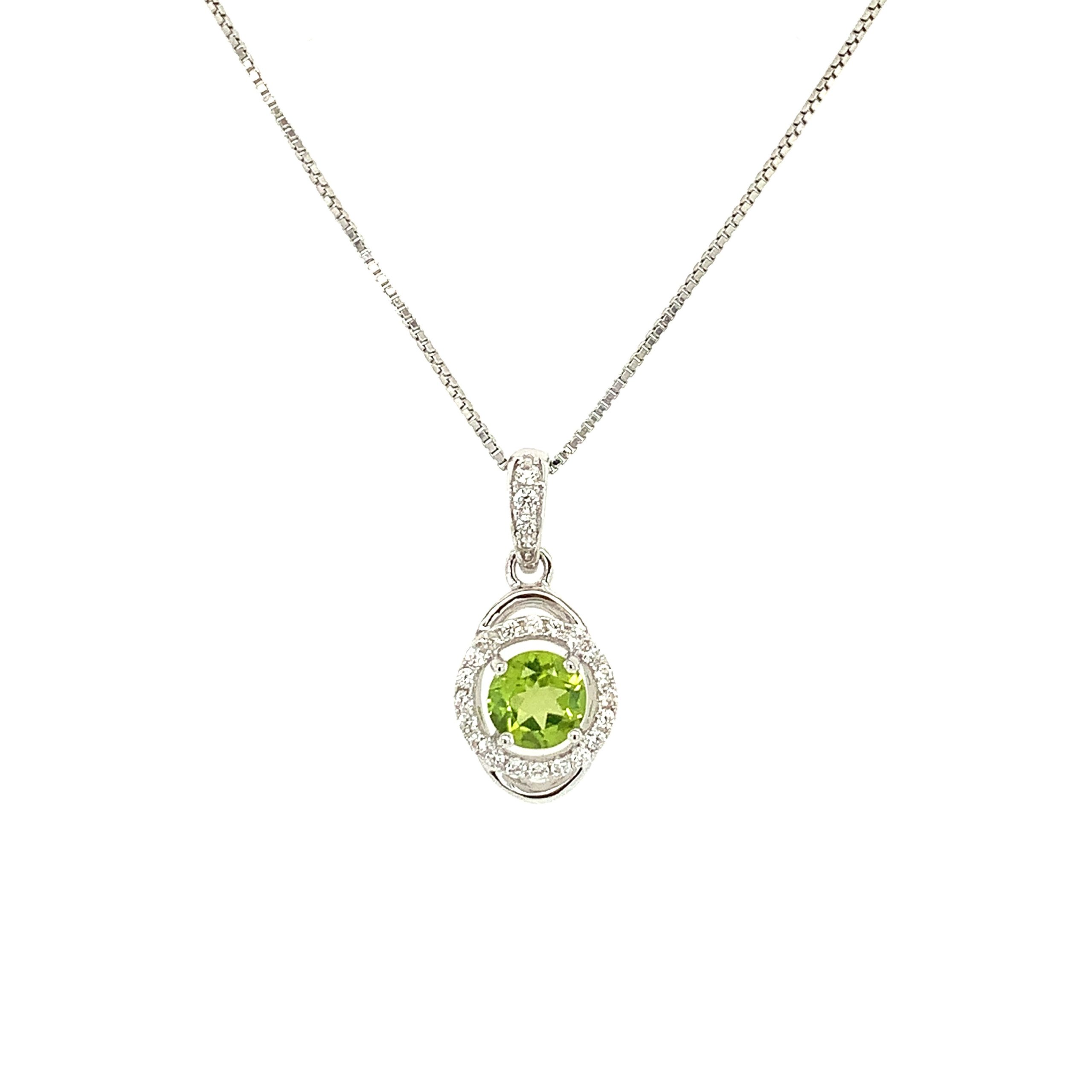 Sterling Silver Peridot Pendant Necklace