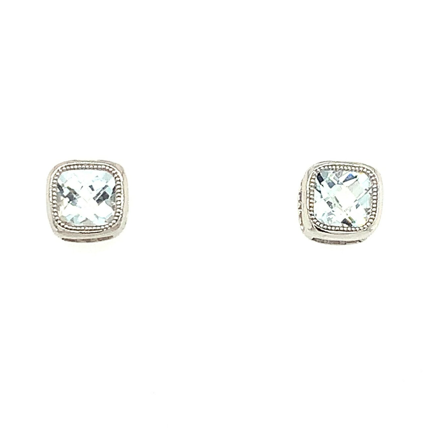 White Gold Aquamarine Earrings