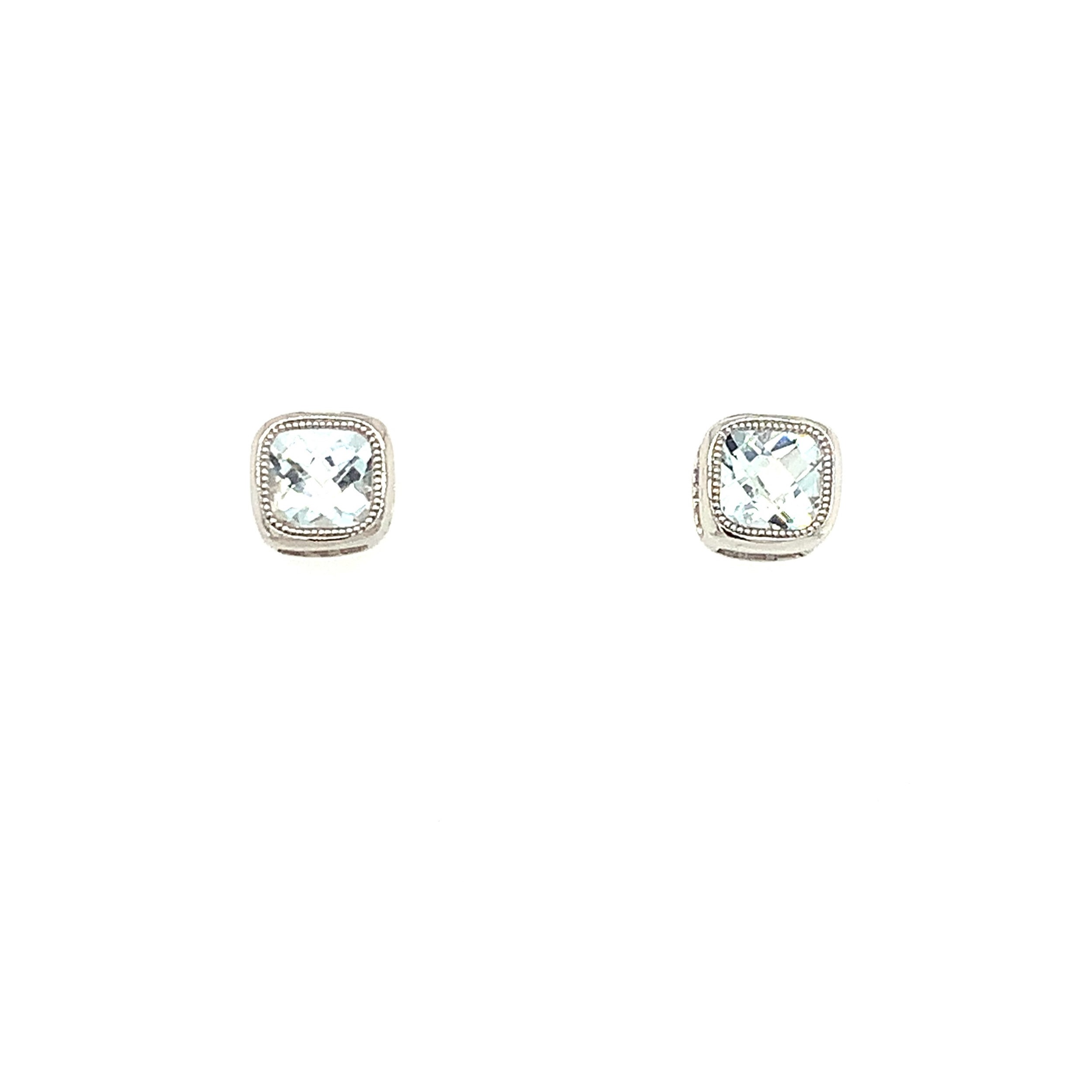 White Gold Aquamarine Earrings