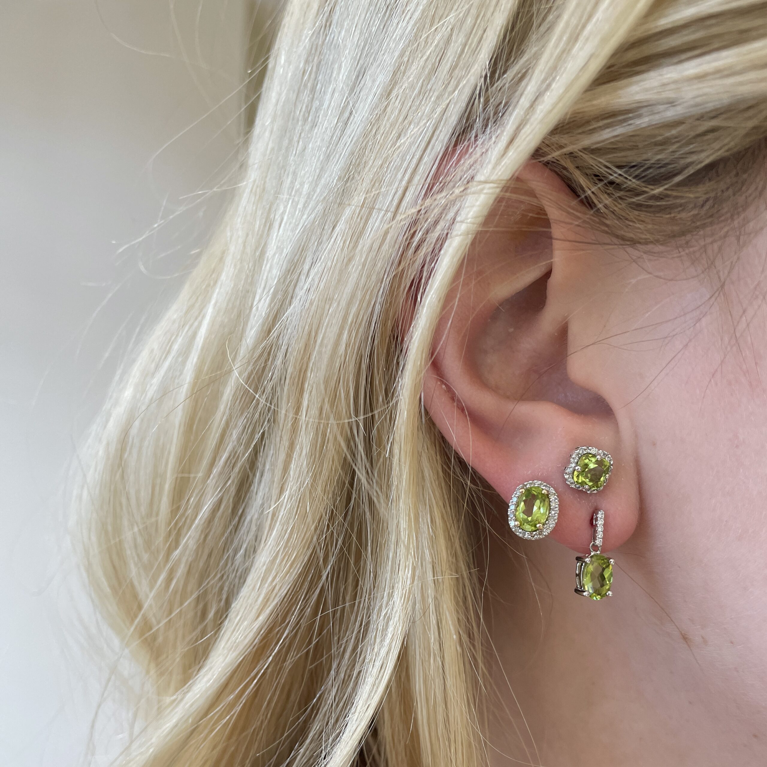 White Gold Peridot Earrings