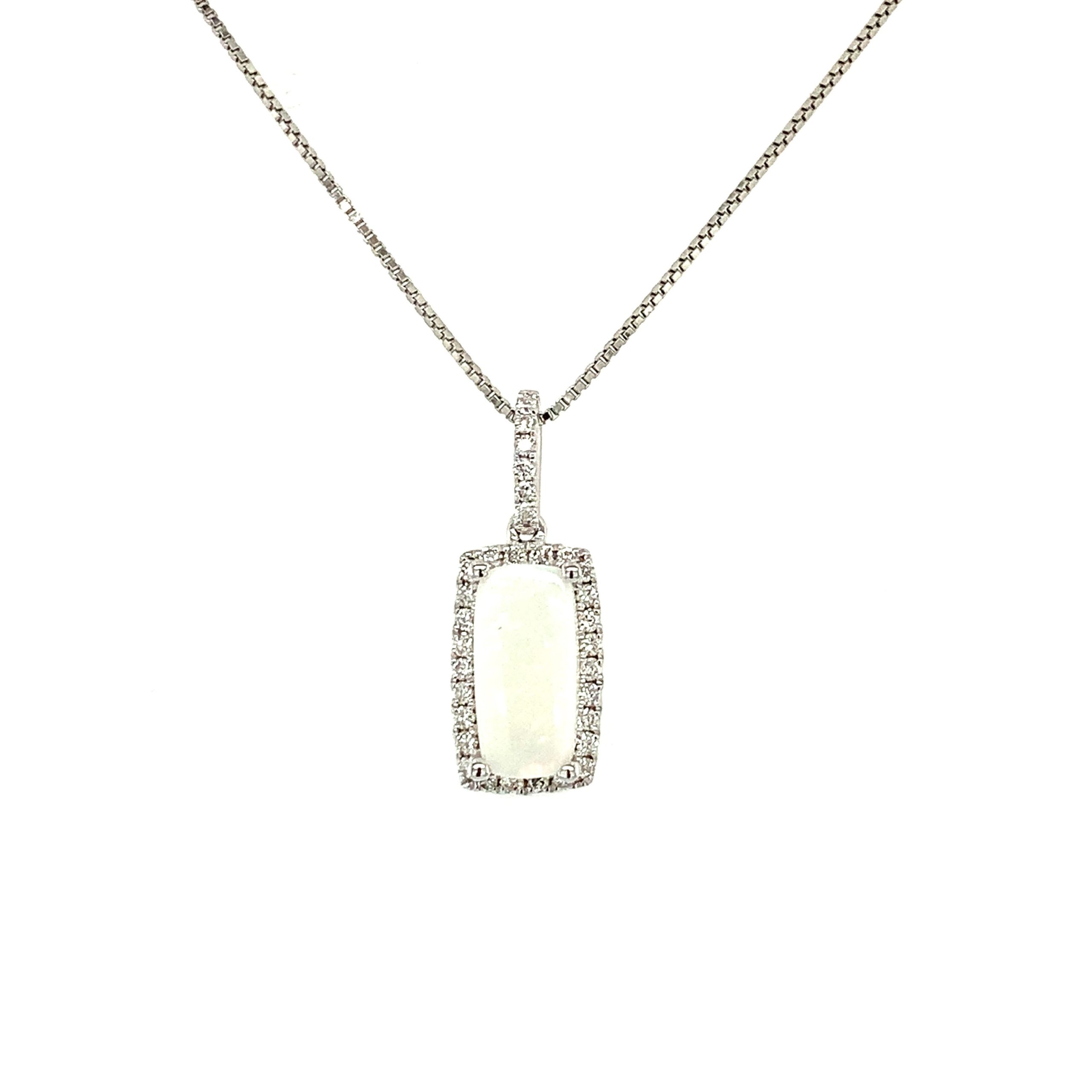 White Gold Opal Pendant Necklace