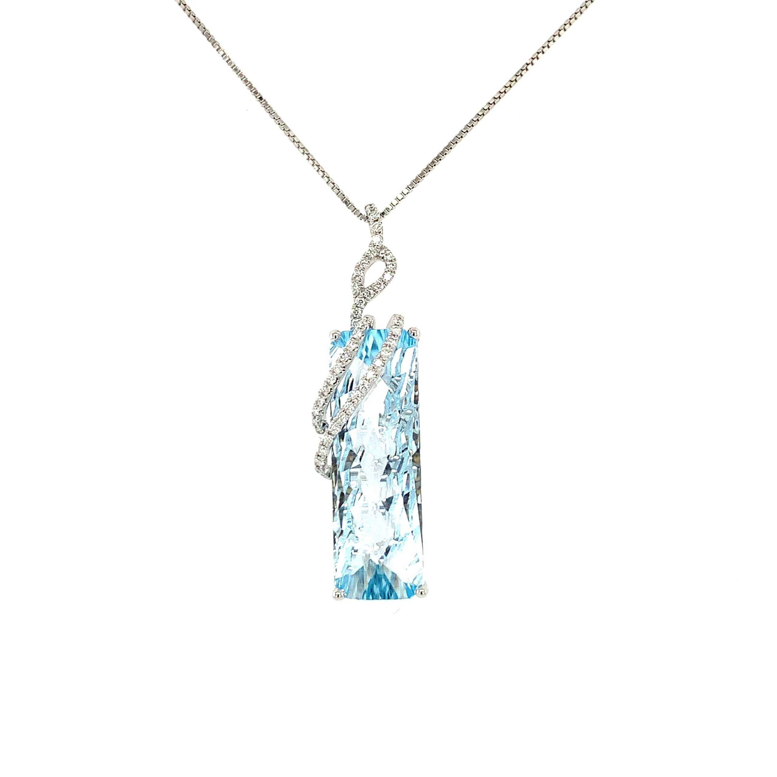 White Gold Blue Topaz Pendant
