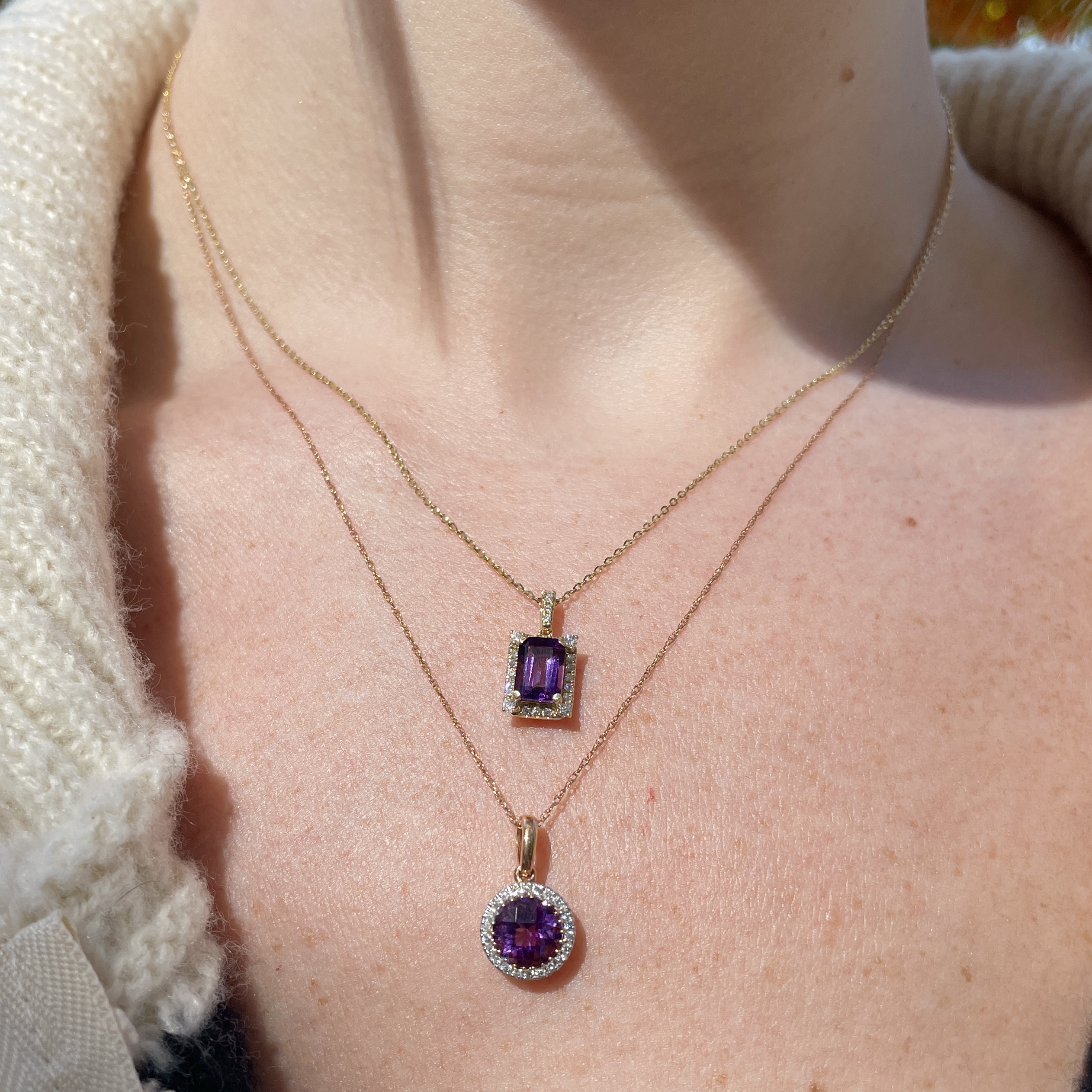 Rose Gold Amethyst Pendant Necklace