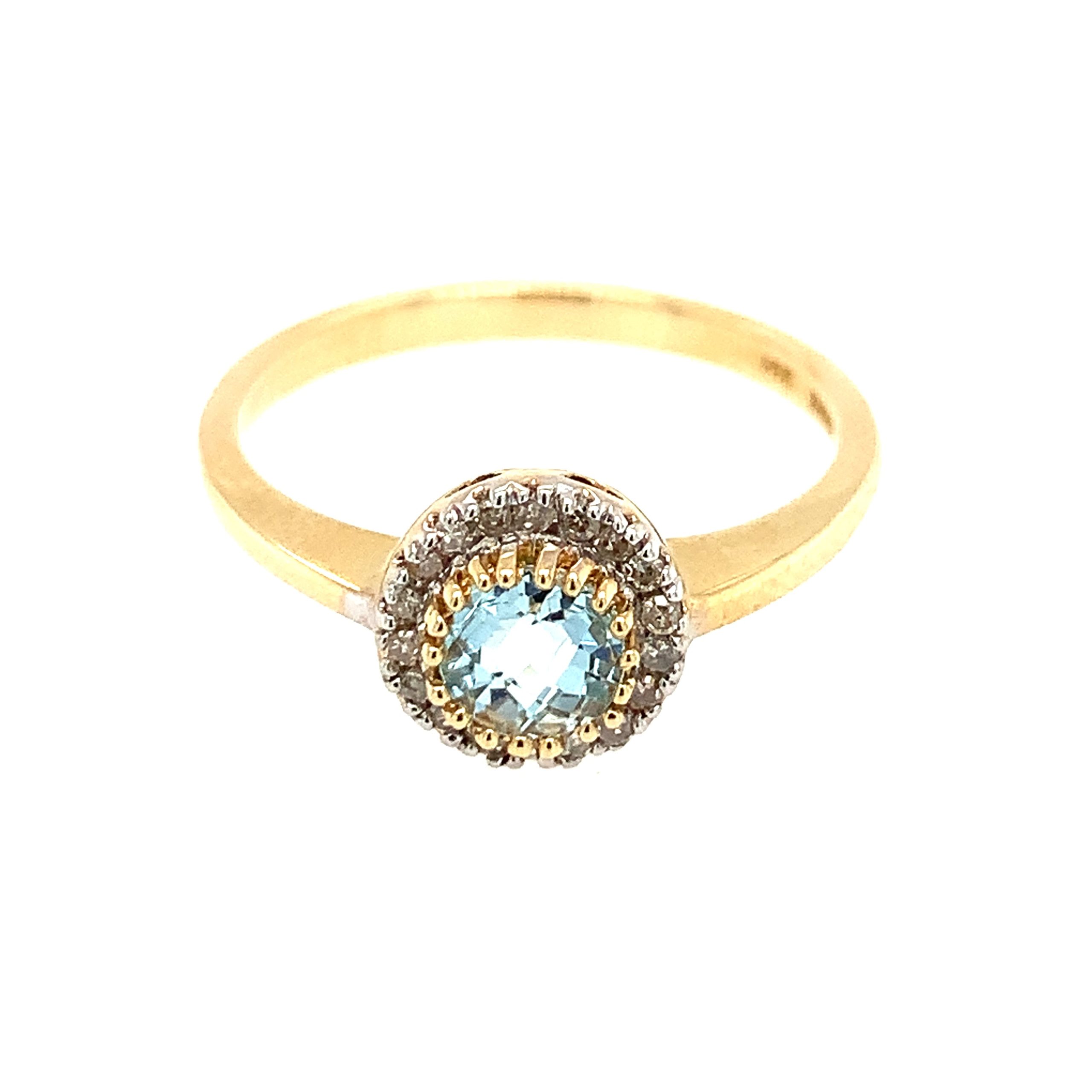 White & Yellow Gold Blue Topaz Ring