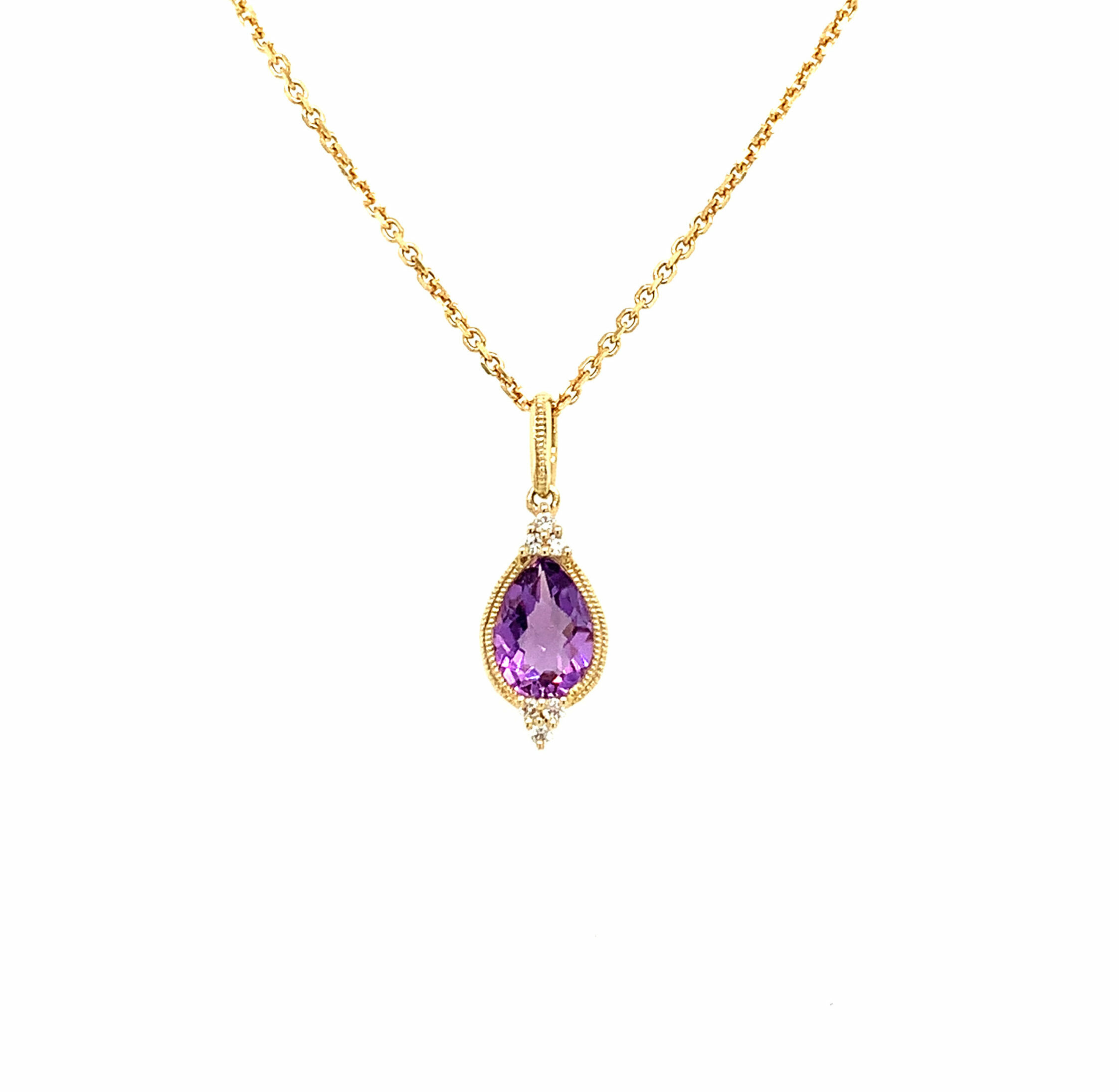 Yellow Gold Amethyst Pendant Necklace