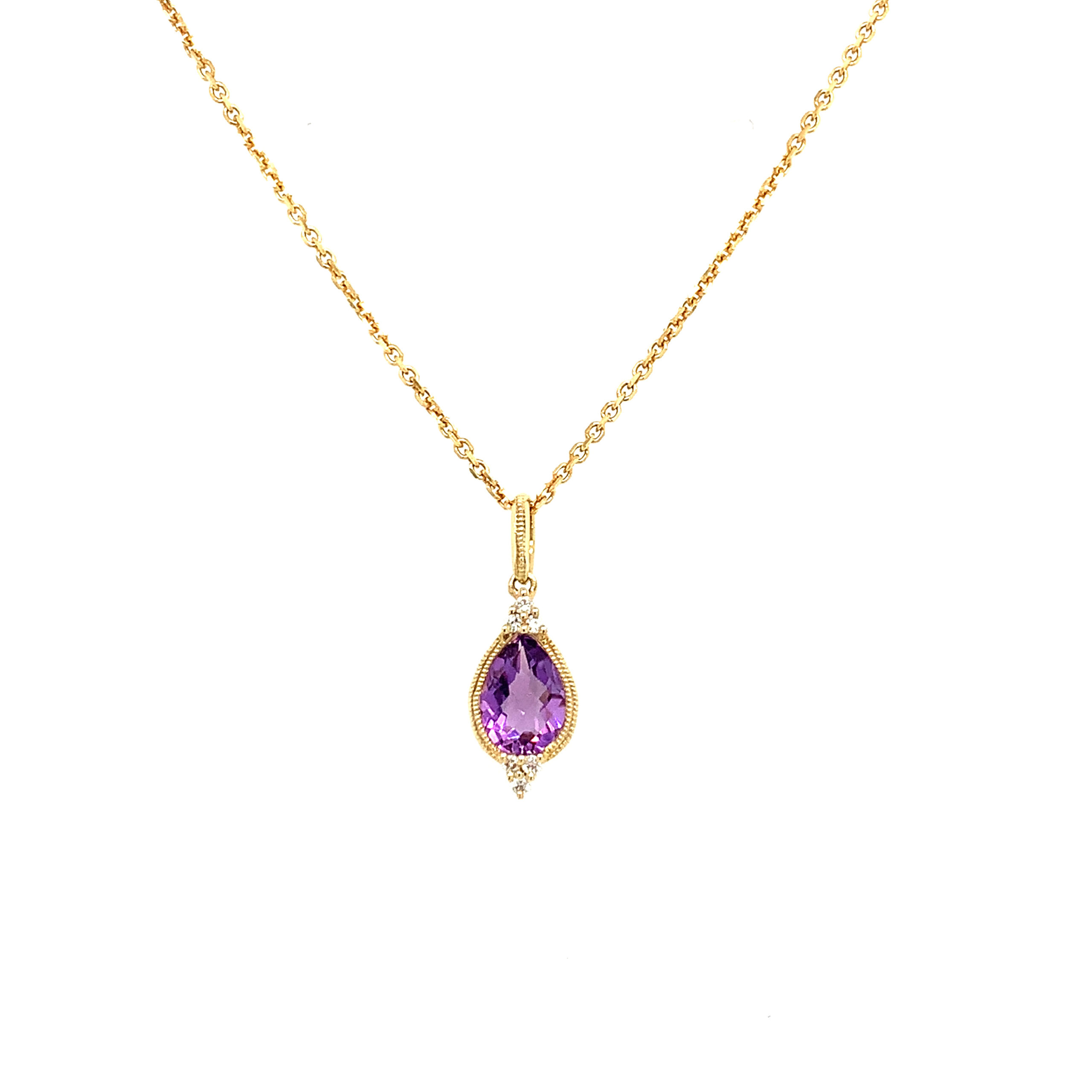 Yellow Gold Amethyst Pendant Necklace