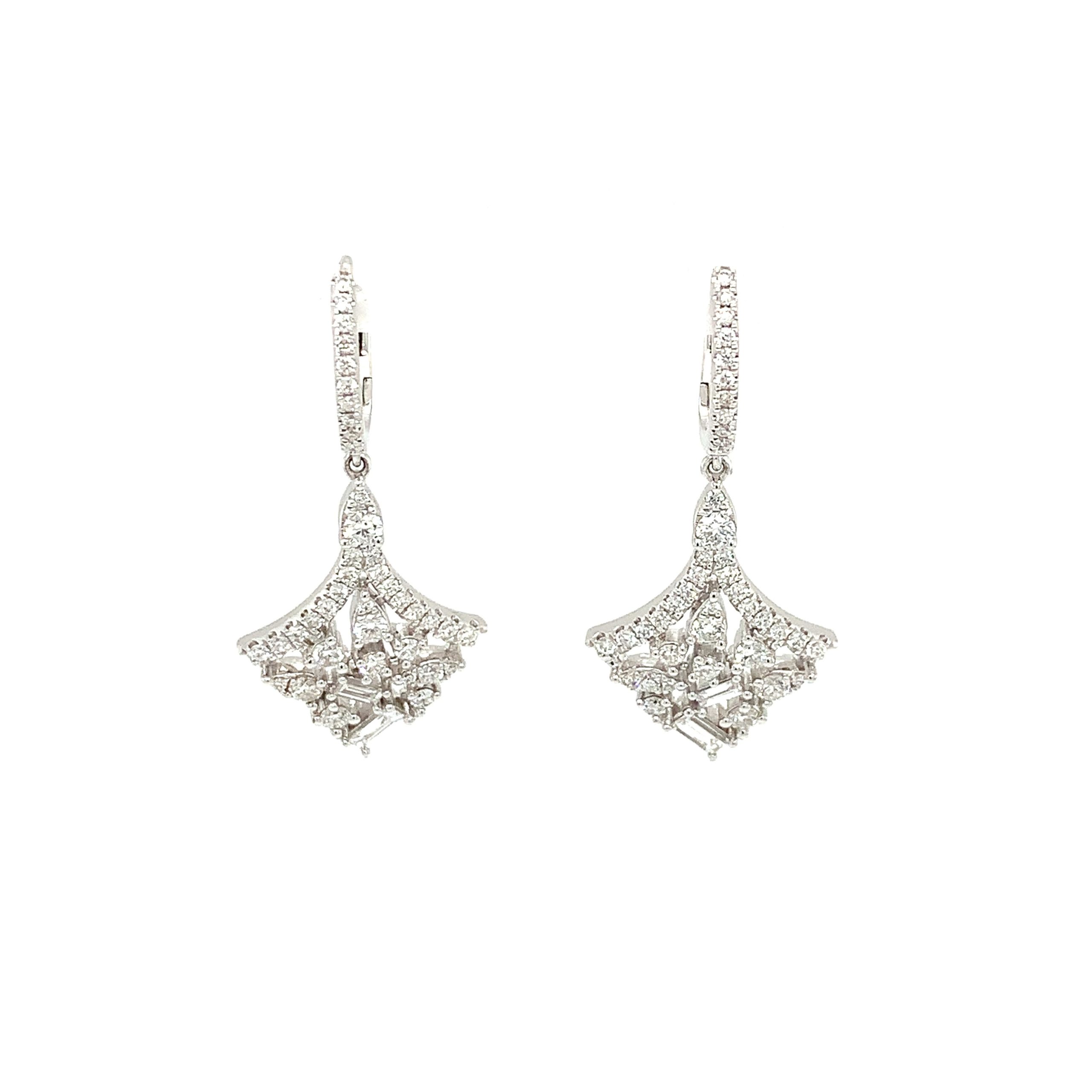 White Gold Diamond Dangle Earrings