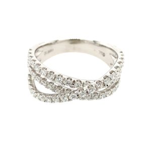 White Gold Diamond Crisscross Ring