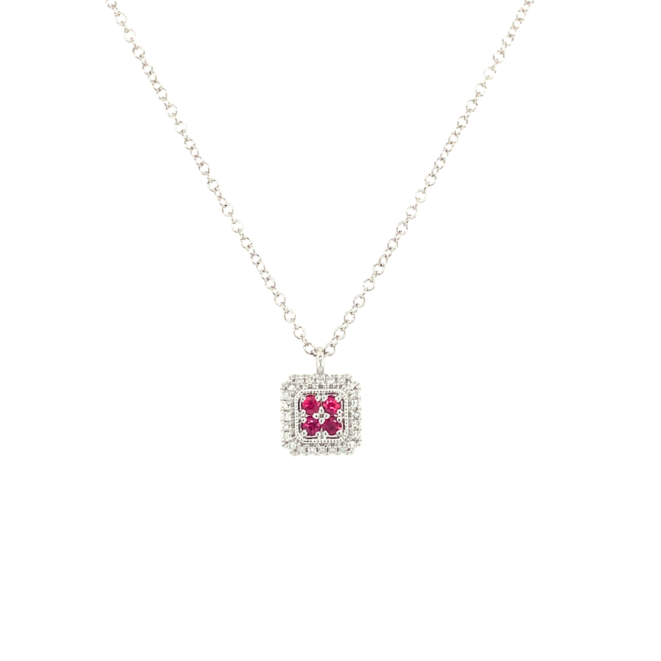 White Gold Ruby Pendant Necklace