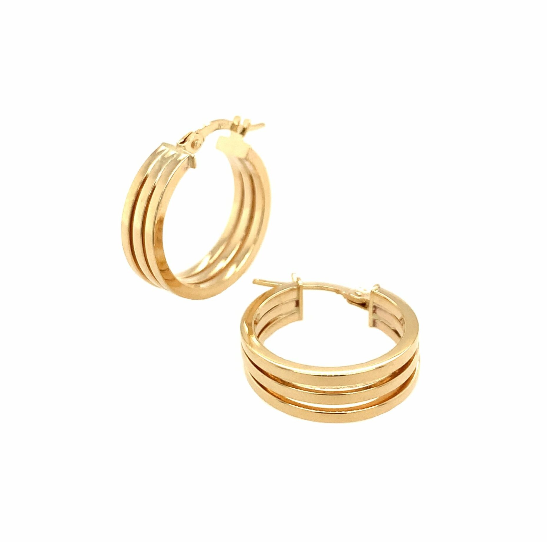 Yellow Gold Tri-Hoop Earrings