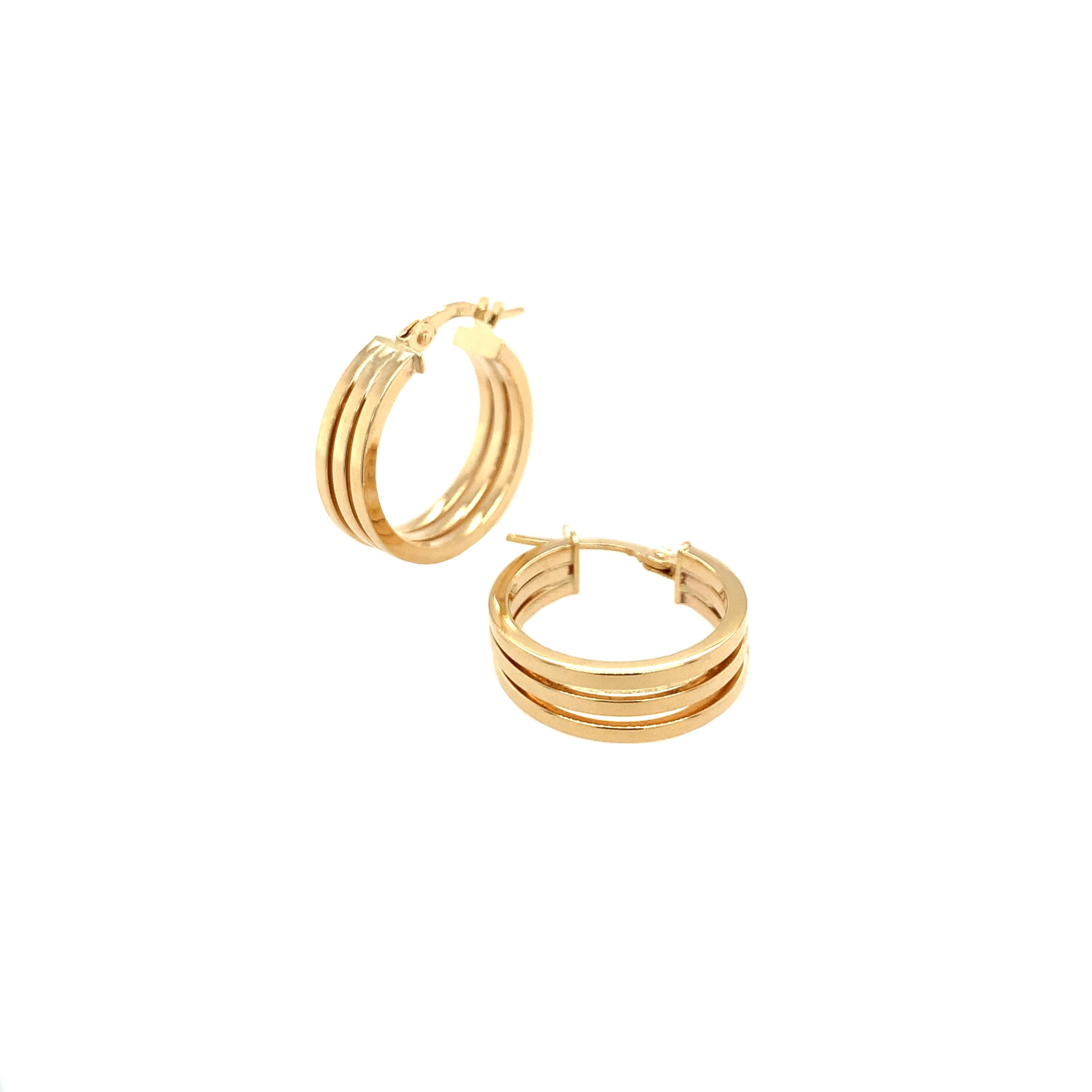 Yellow Gold Tri-Hoop Earrings