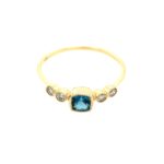 Yellow Gold Blue Topaz Stackable