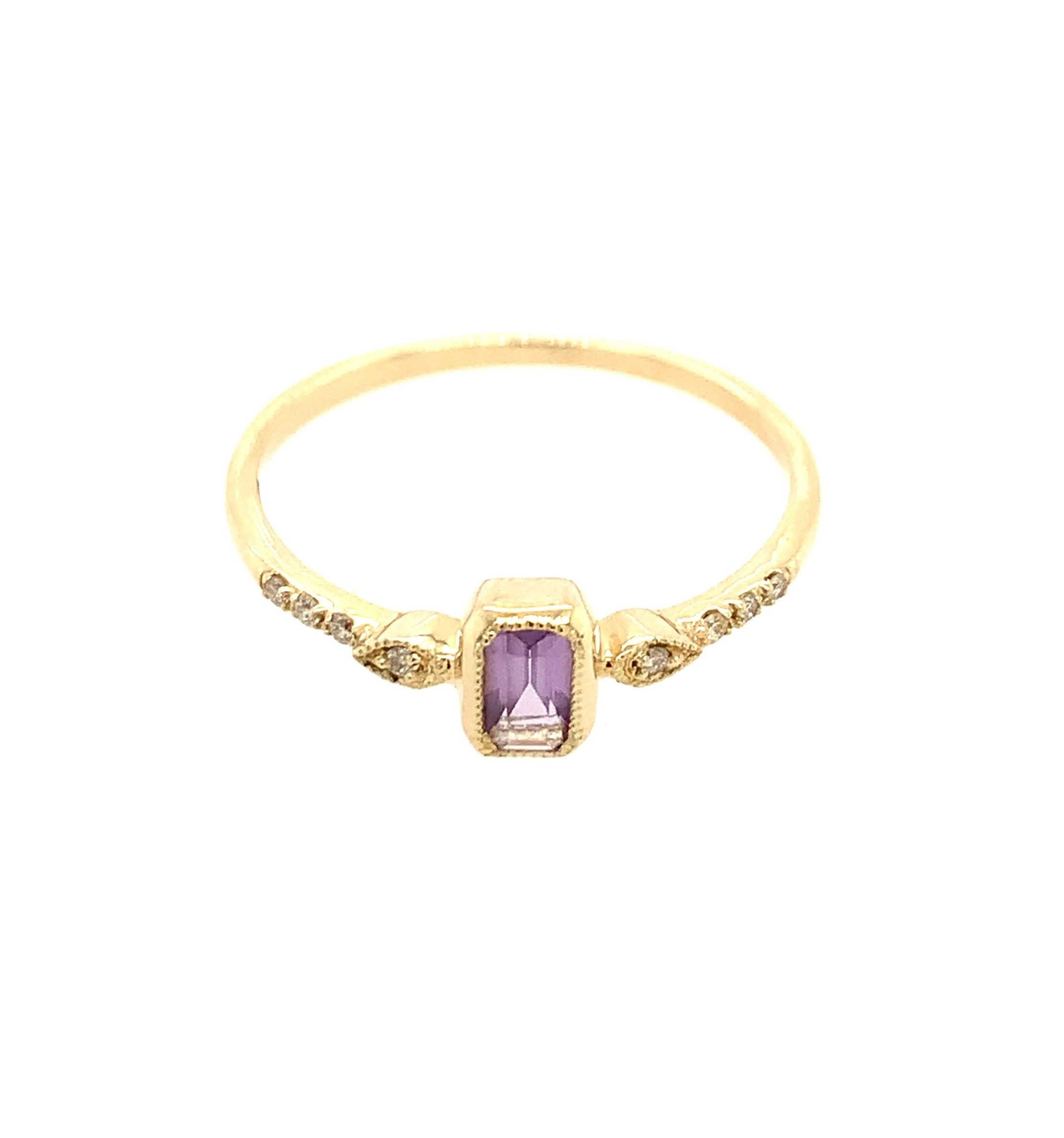 Yellow Gold Amethyst Stackable