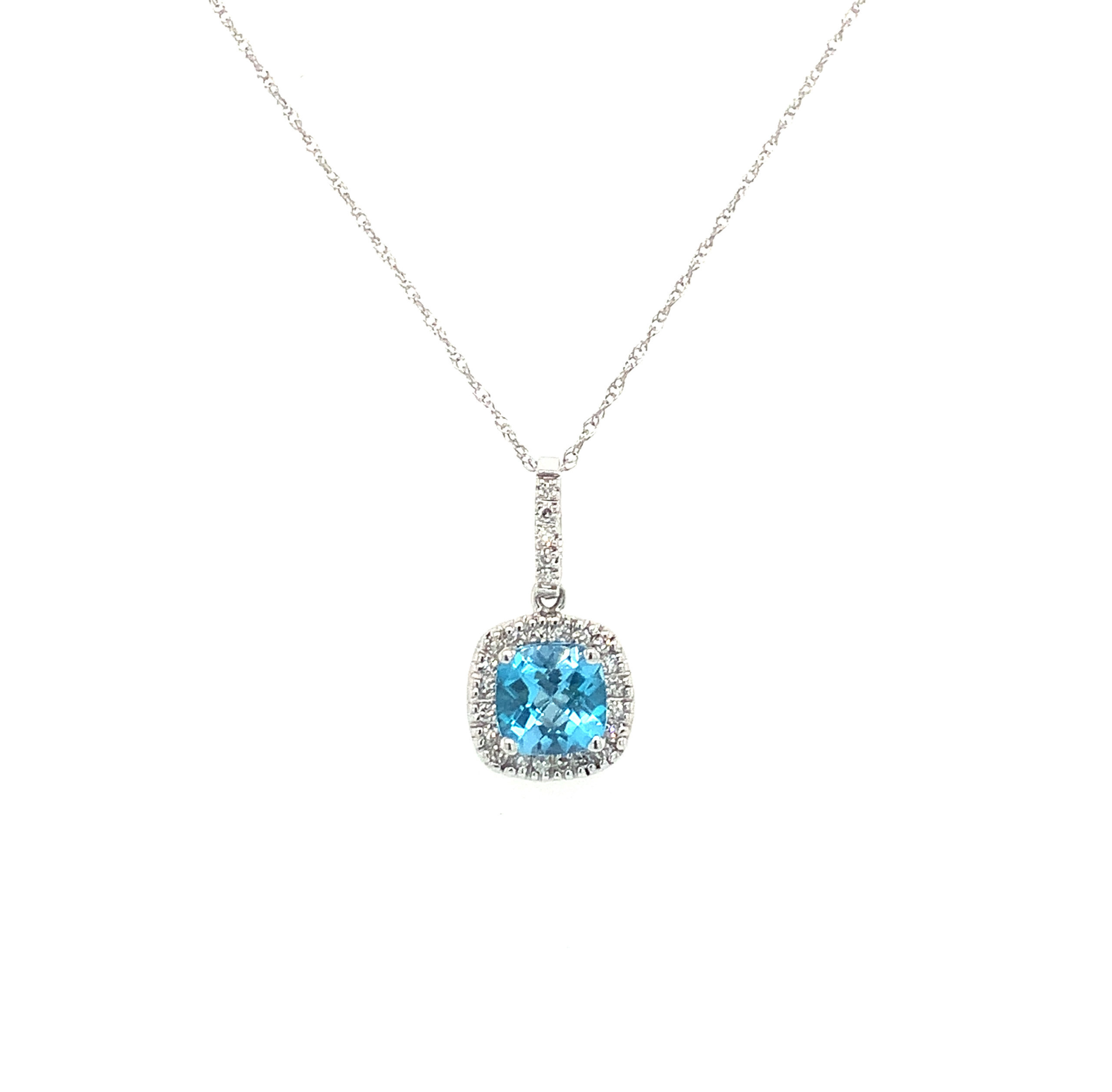 White Gold Blue Topaz Necklace 