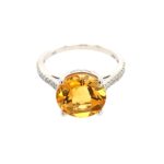 White Gold Citrine Ring