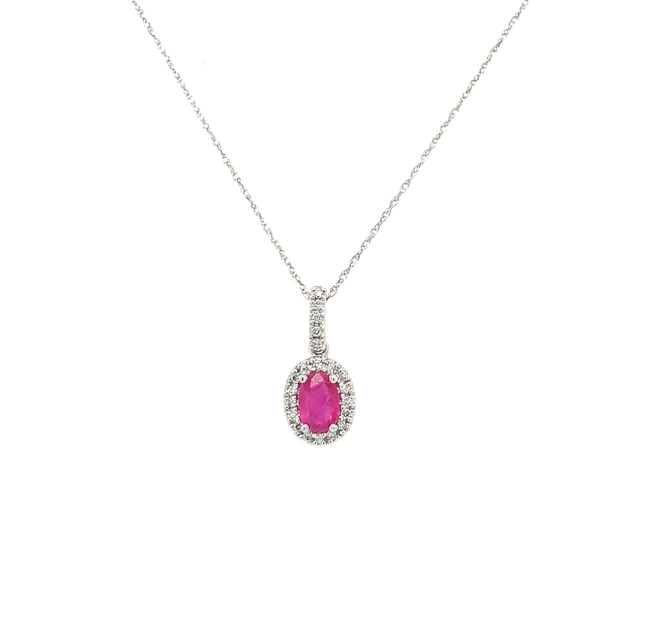White Gold Ruby Necklace 