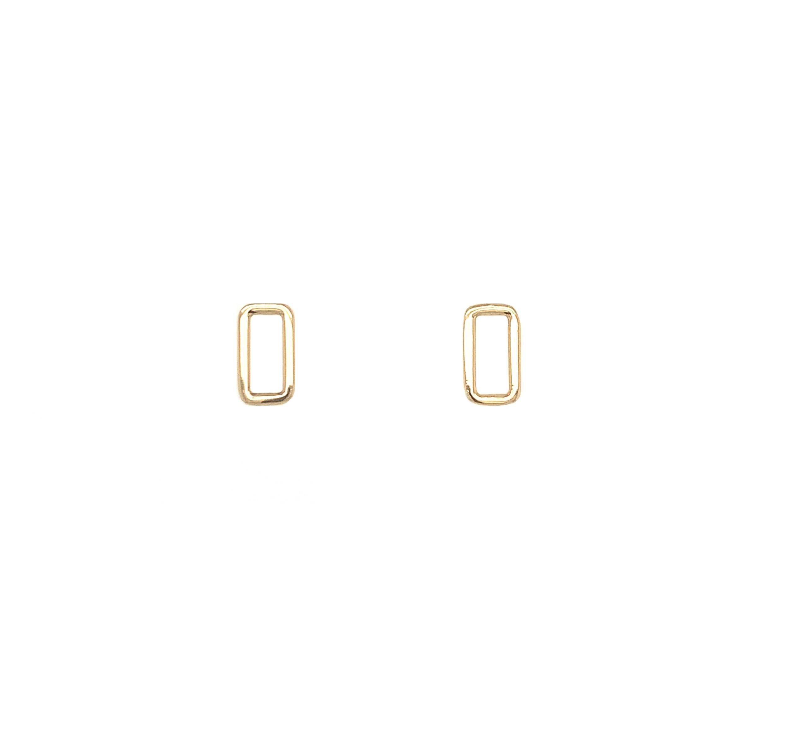 Yellow Gold Rectangle Earrings