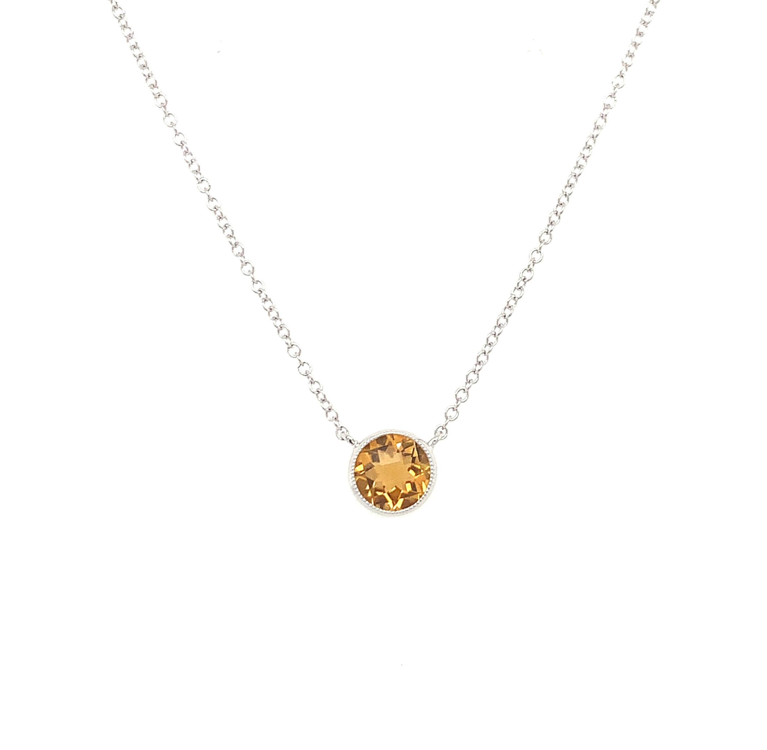 White Gold Citrine Necklace