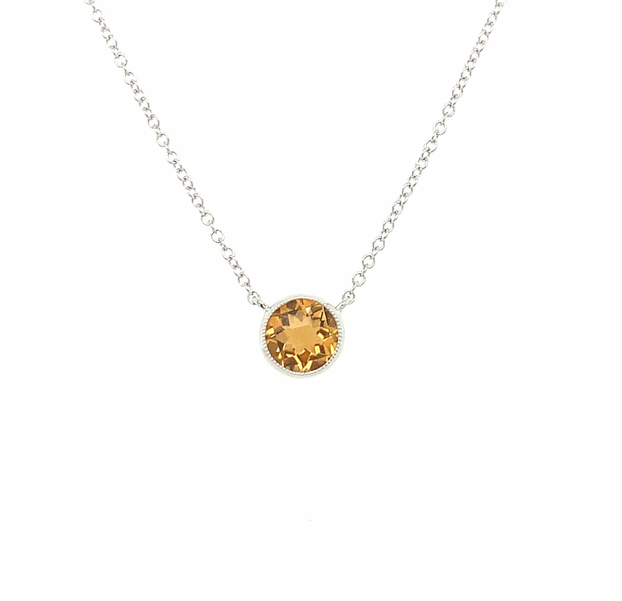 White Gold Citrine Necklace