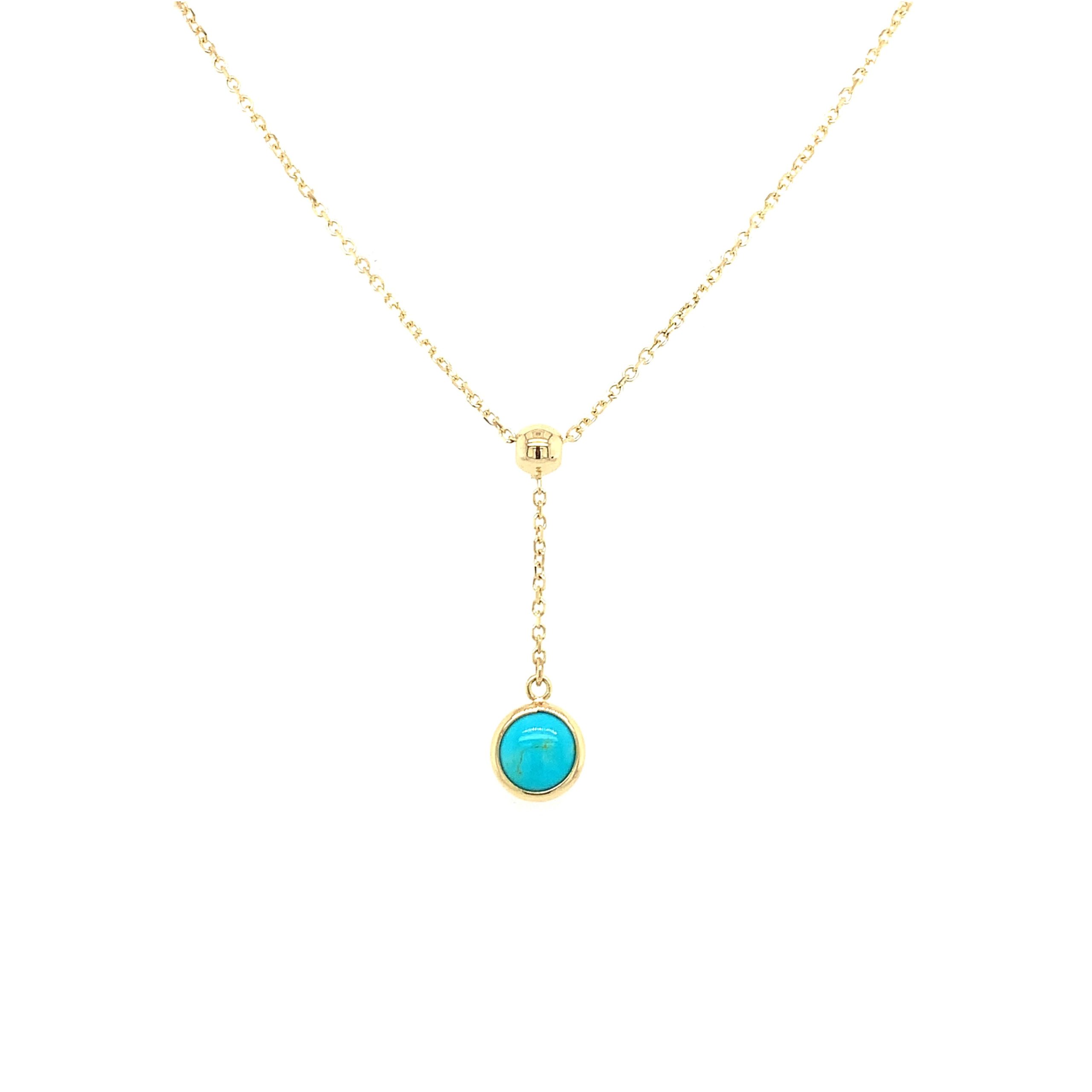 Yellow Gold Turquoise Drop Necklace