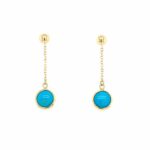 Yellow Gold Turquoise Drop Earrings